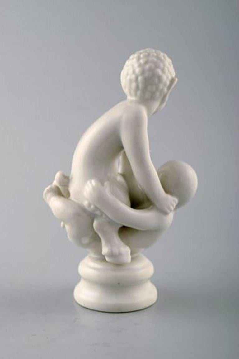 Danish Rare Dahl Jensen Figure, Blanc de Chine, Faun Sitting on Baby