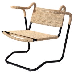 Rare Dan Johnson 2750 Chair in Steel with Ecru Cording