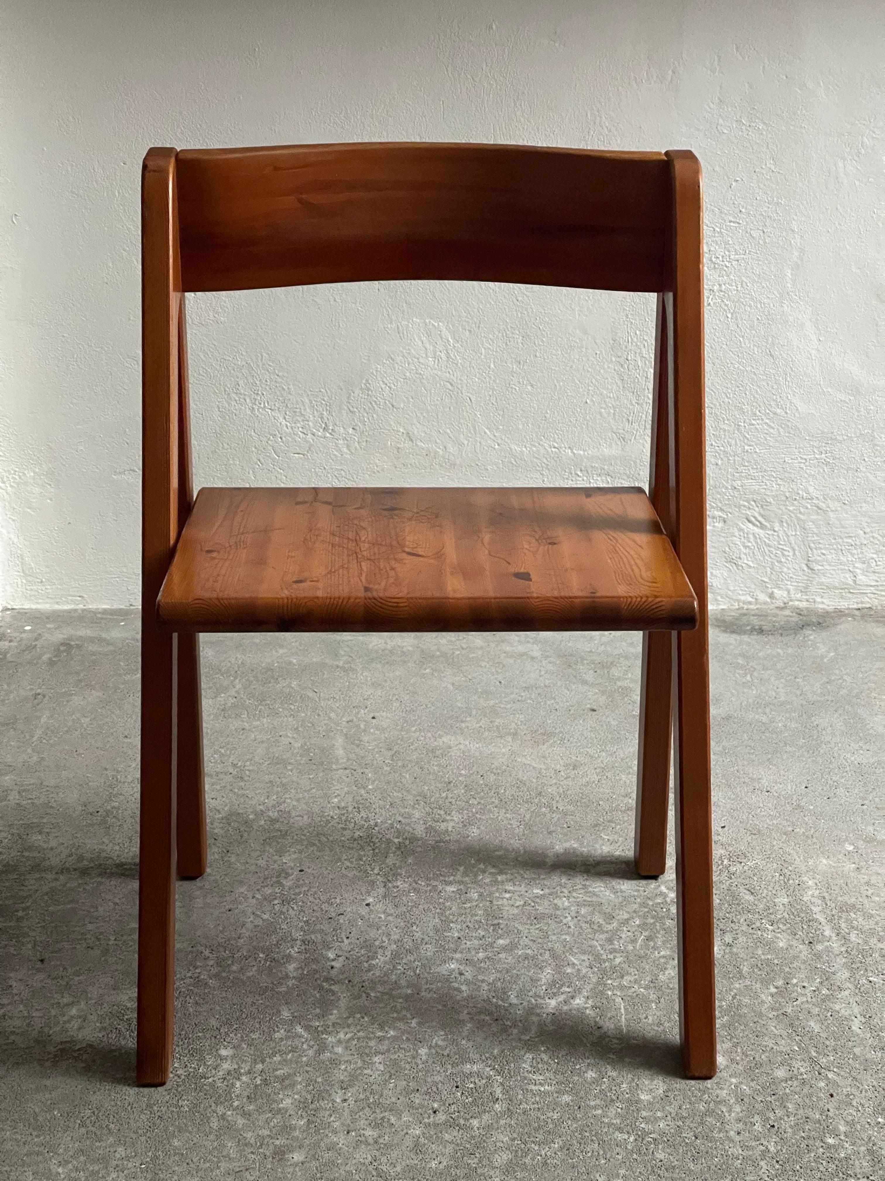 Late 20th Century Rare Danish Chair in Solid aged Pine by Nissen & Gehl 1970, Model: Fyrkat For Sale