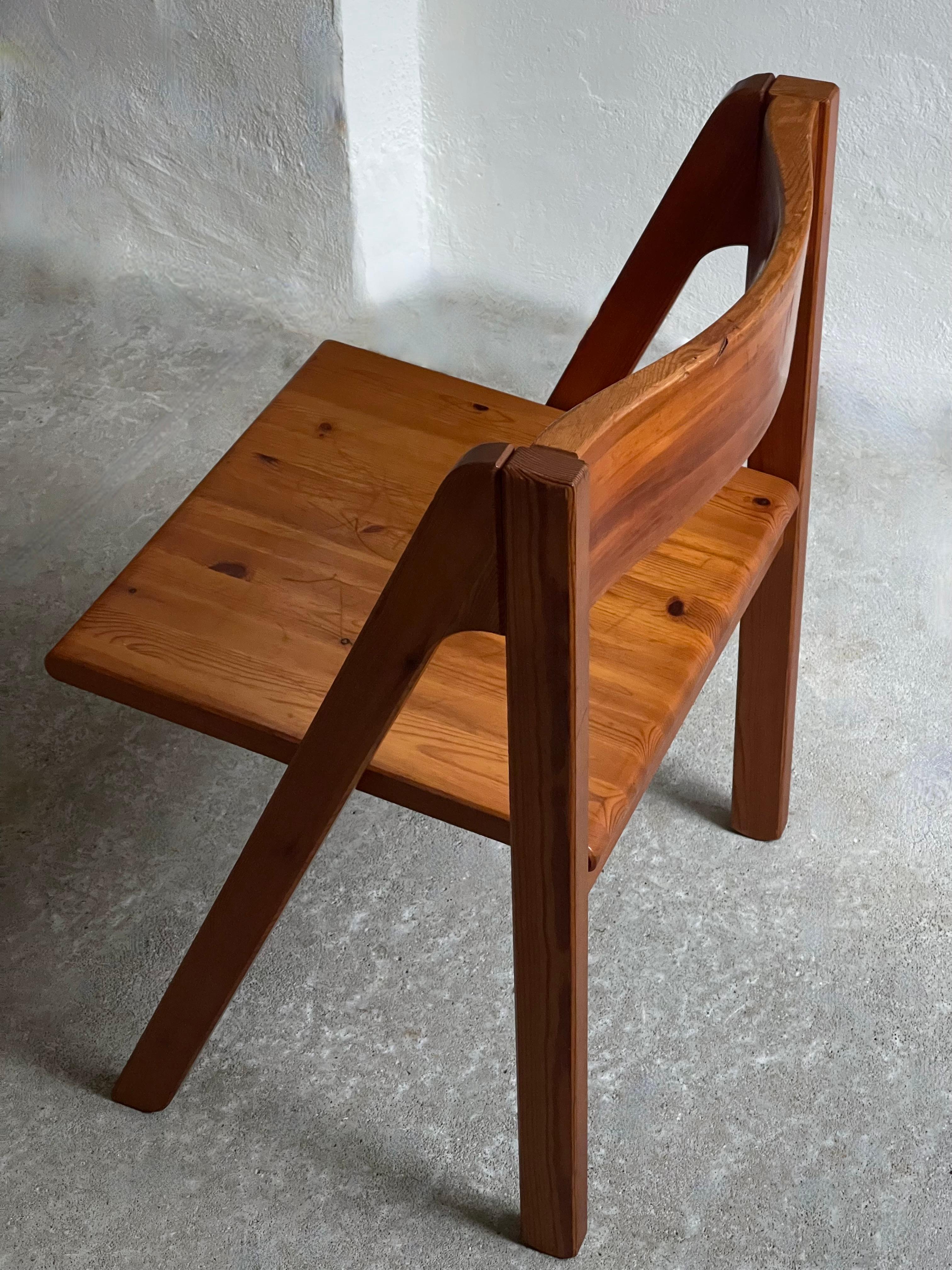 Rare Danish Chair in Solid aged Pine by Nissen & Gehl 1970, Model: Fyrkat For Sale 2