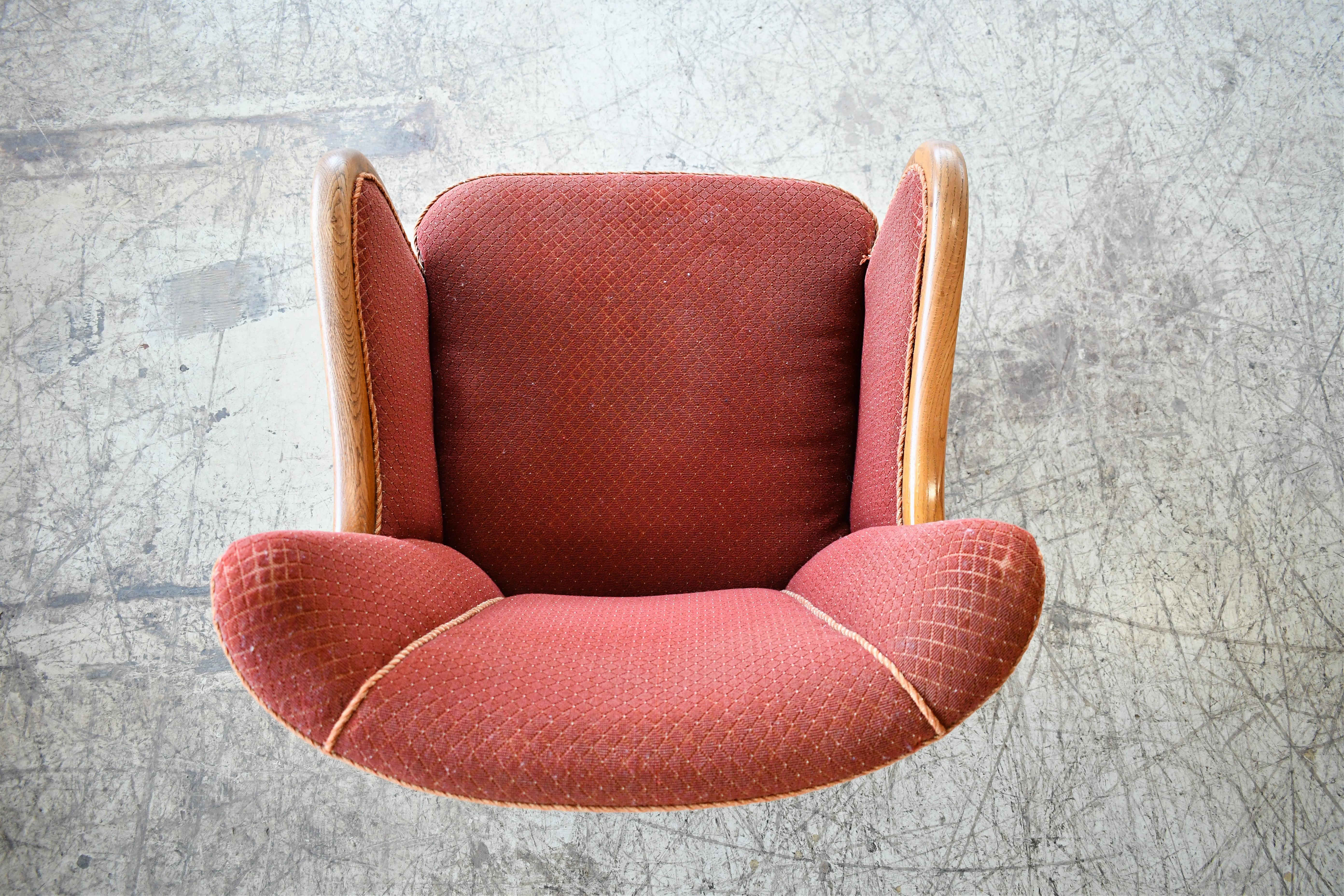 Rare Danish Easy Lounge Chair in Mahogany Attributed to Otto Færge, 1940's For Sale 4
