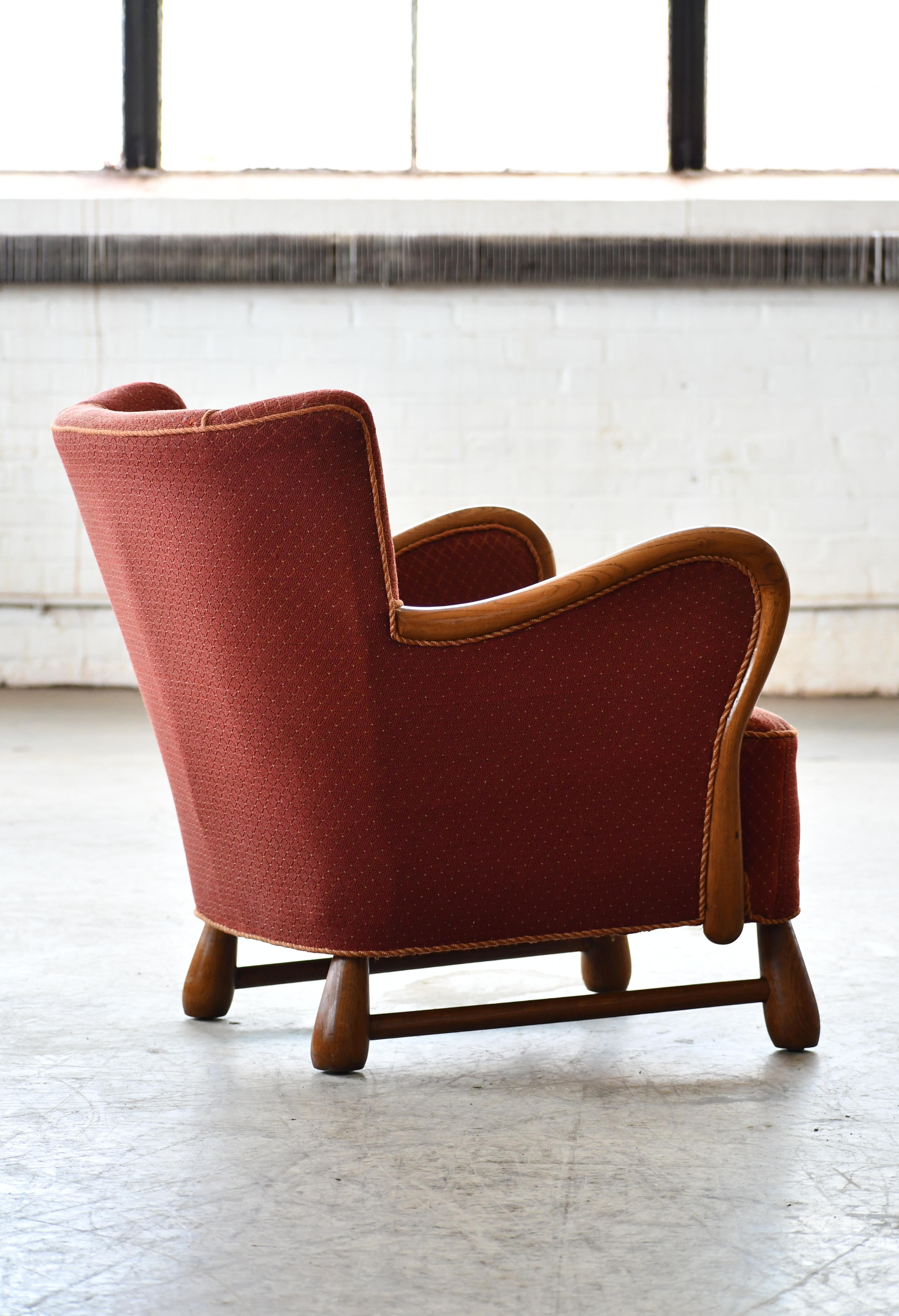 Rare Danish Easy Lounge Chair in Mahogany Attributed to Otto Færge, 1940's For Sale 5