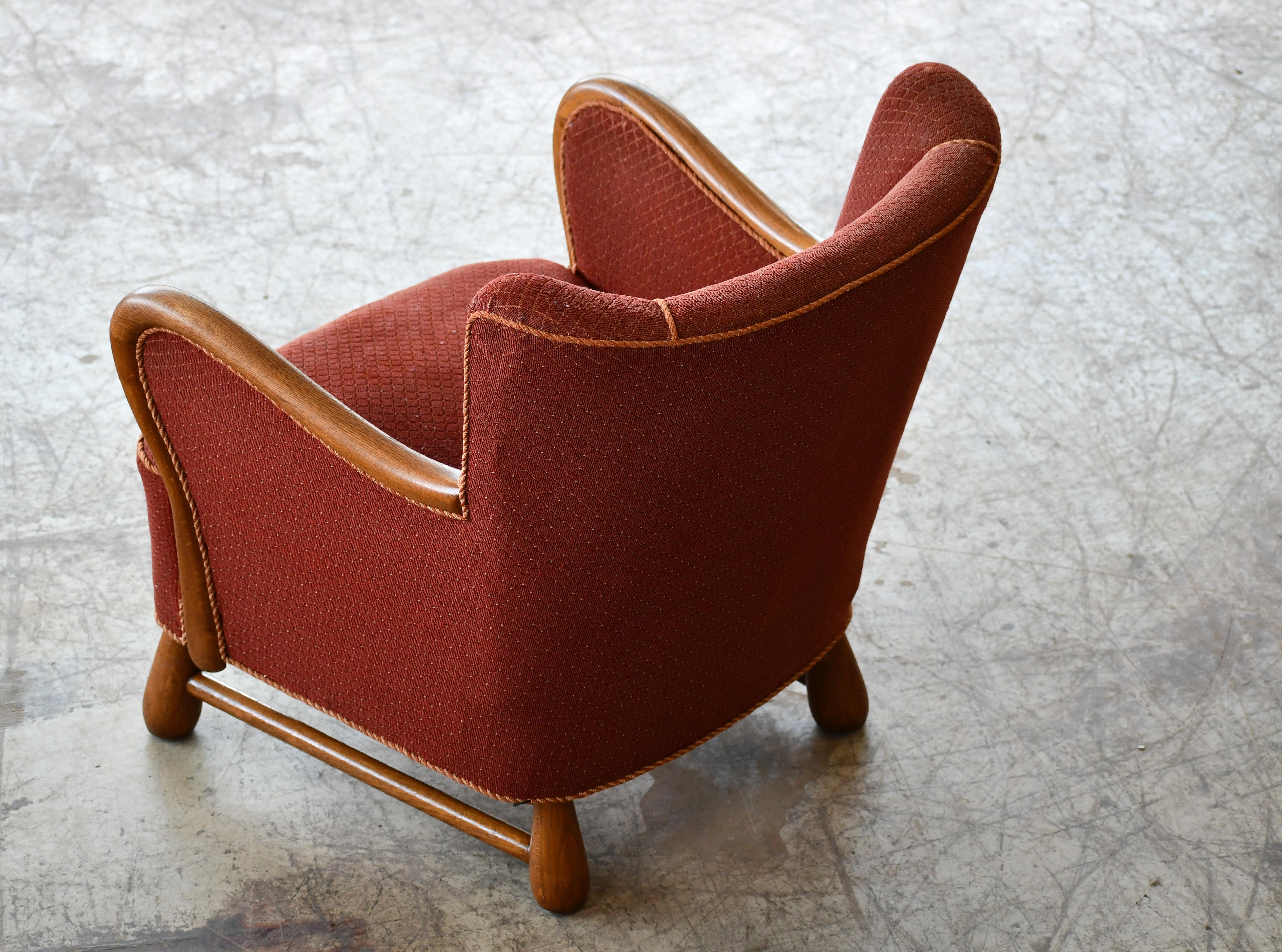 Rare Danish Easy Lounge Chair in Mahogany Attributed to Otto Færge, 1940's For Sale 2