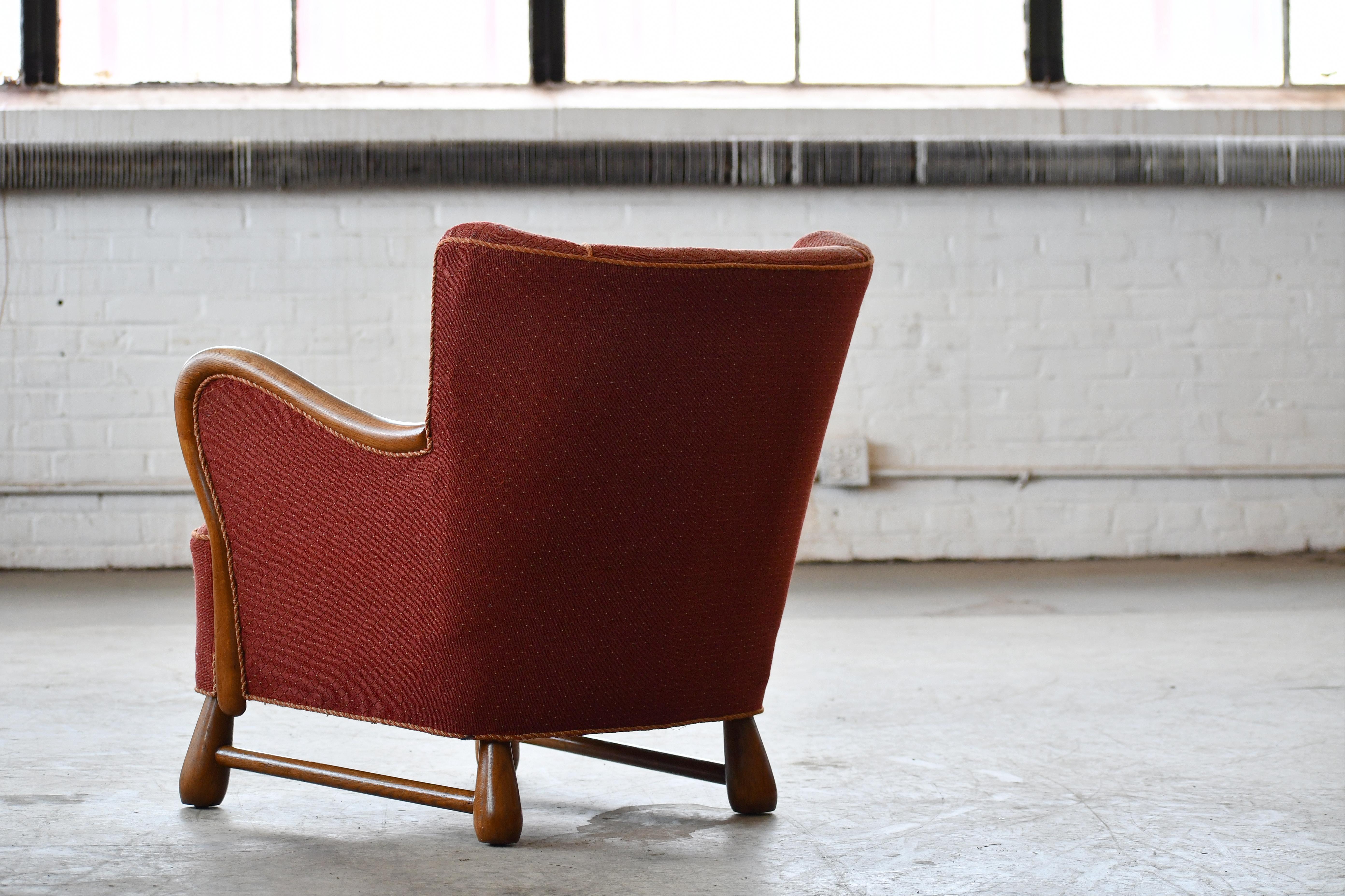 Rare Danish Easy Lounge Chair in Mahogany Attributed to Otto Færge, 1940's For Sale 3