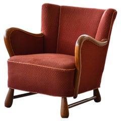 Rare Danish Easy Lounge Chair in Mahogany Attributed to Otto Færge, 1940's