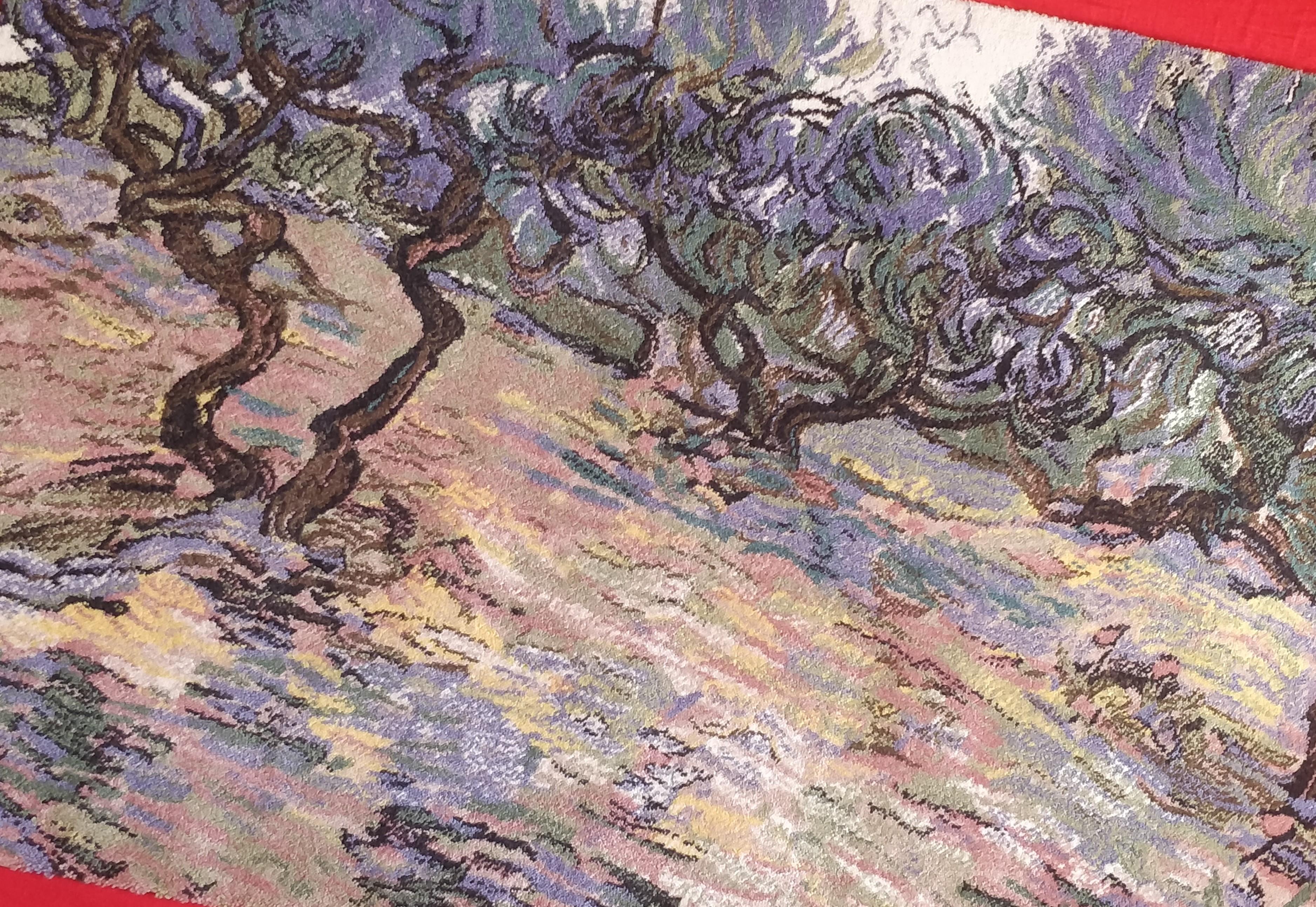 Late 20th Century Rare Danish Ege Axminster Vincent van Gogh Olive Trees Woll Rug For Sale