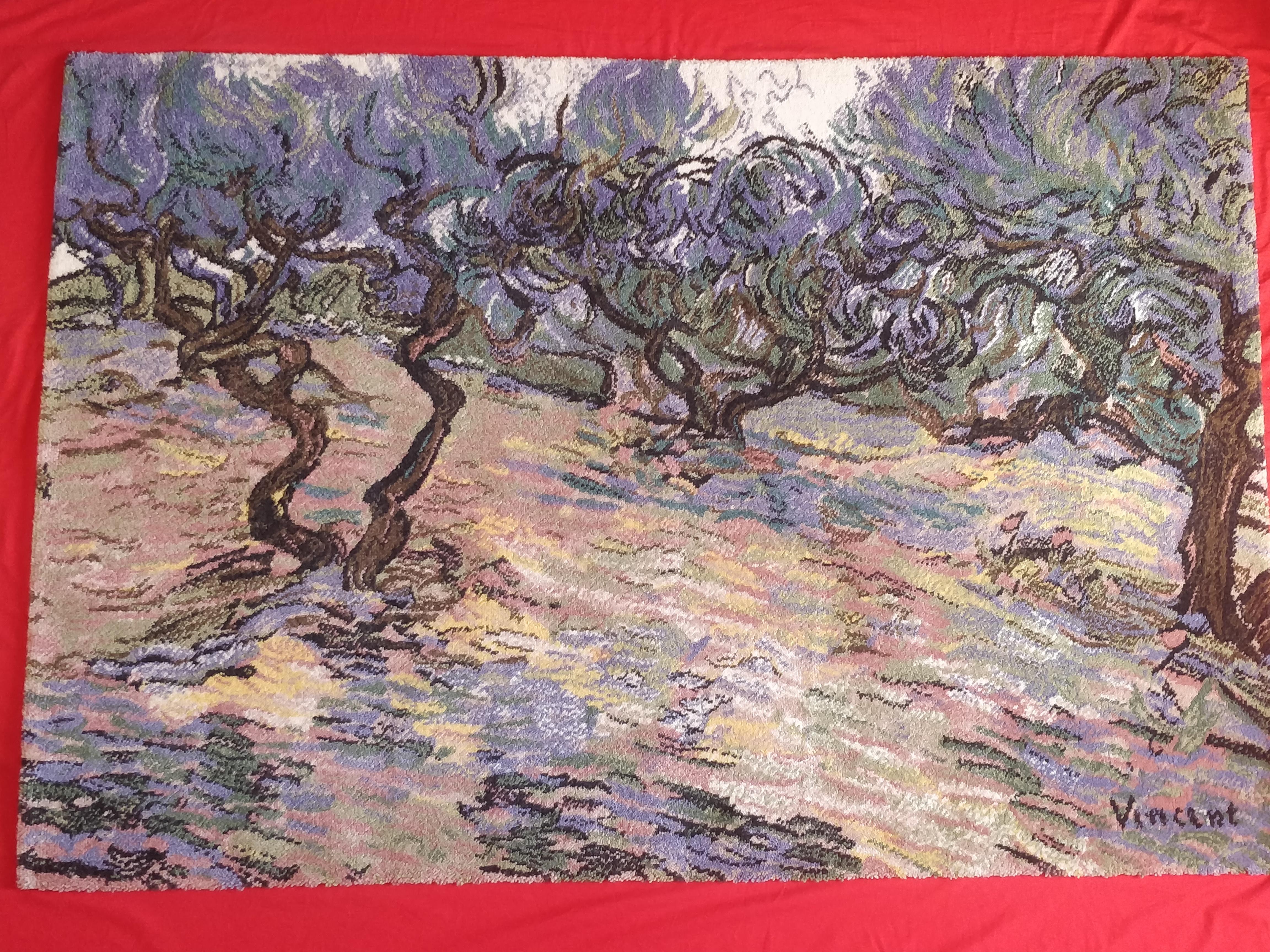 Wool Rare Danish Ege Axminster Vincent van Gogh Olive Trees Woll Rug For Sale