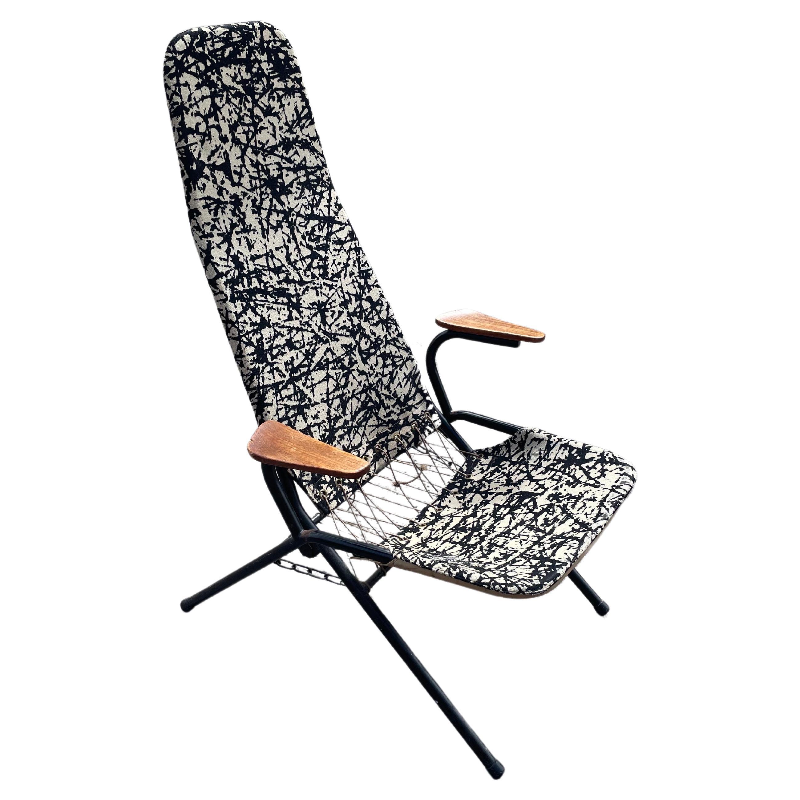 Rare Danish foldable deckchair in the style of Hans Olsen from 1950´s