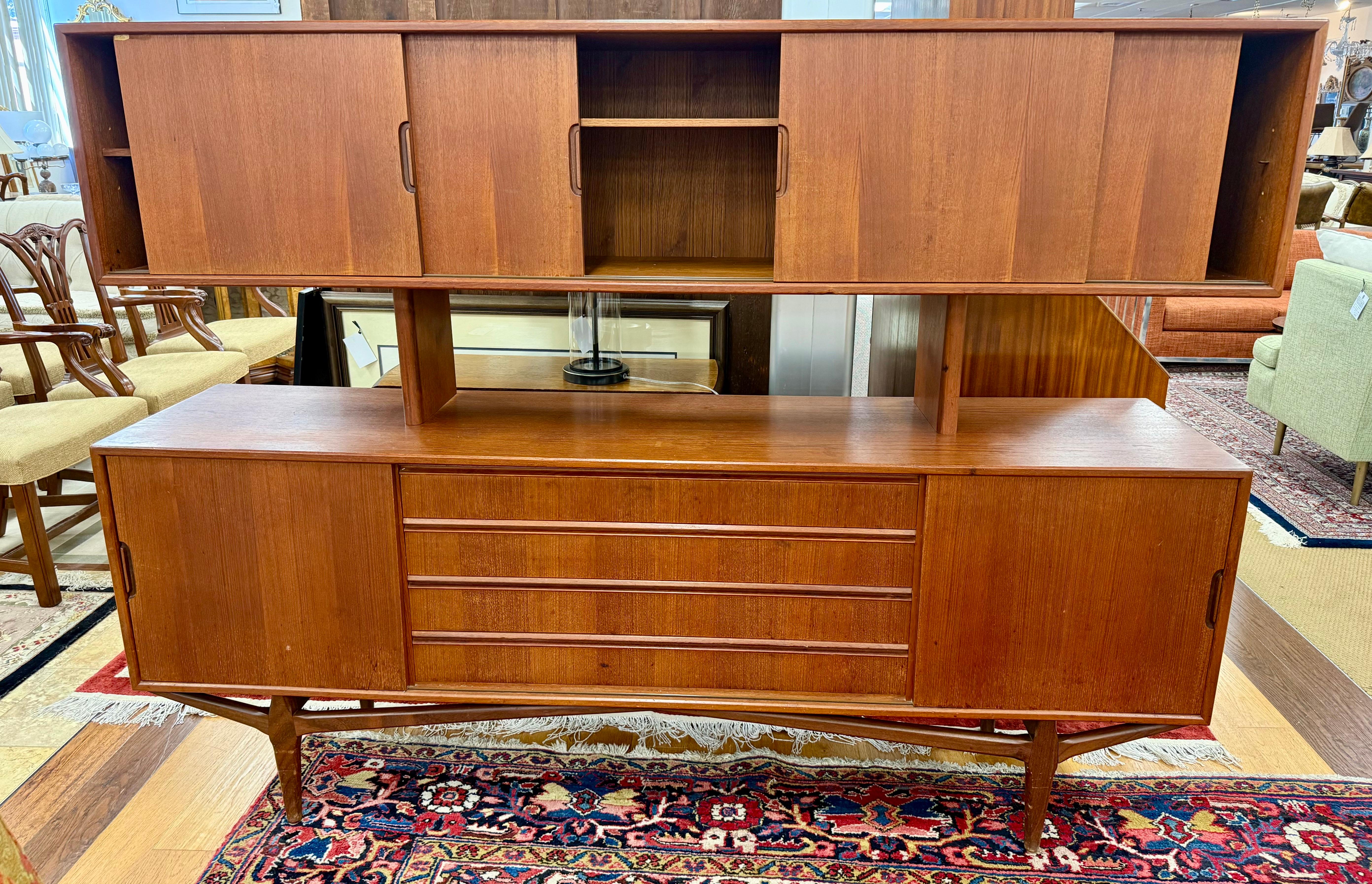 Rare Danish Mid Century Modern Knud Nielsen 2-Tier Floating Sideboard Cabinet For Sale 1