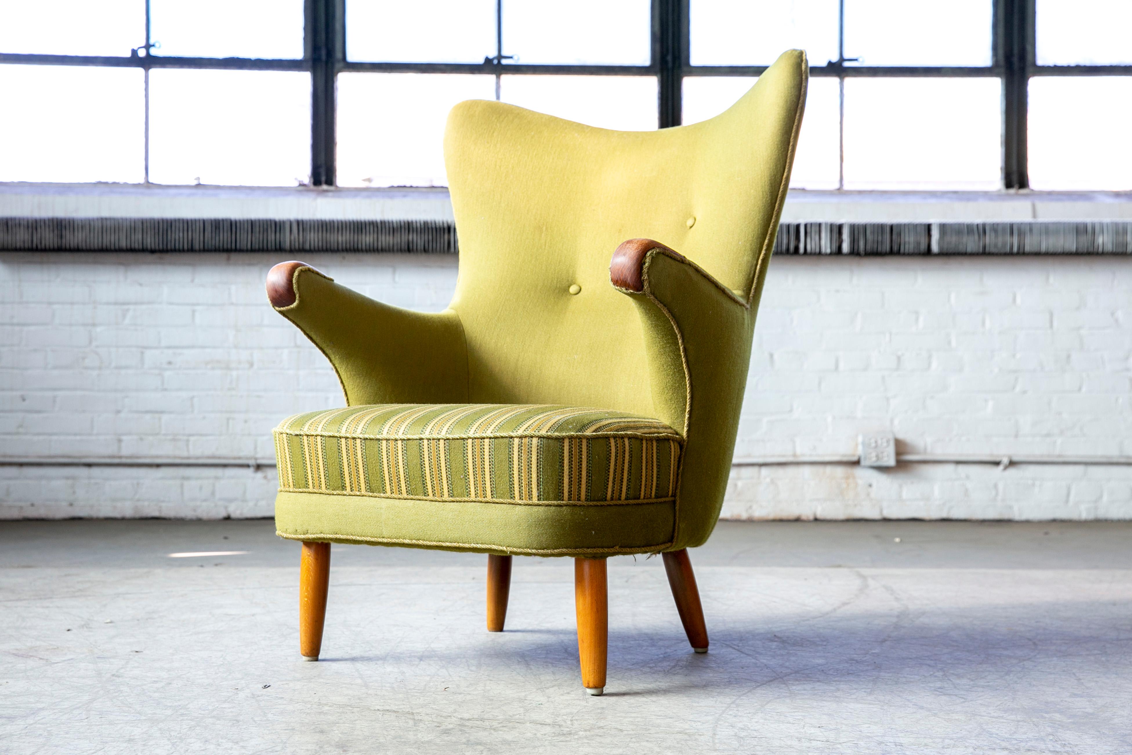 Mid-Century Modern Rare Danish Mid-Century Papa Bear Style Lounge Chair, 1950s