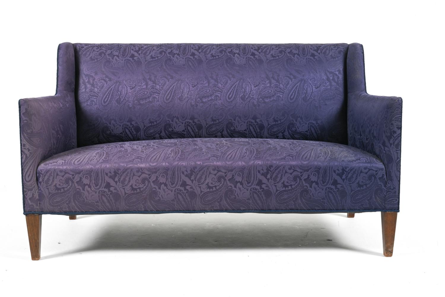 Seltenes dänisches Mid-Century Sofa von Jacob Kjær aus Teakholz und Paisley-Jacquard, um 1950 im Angebot 6