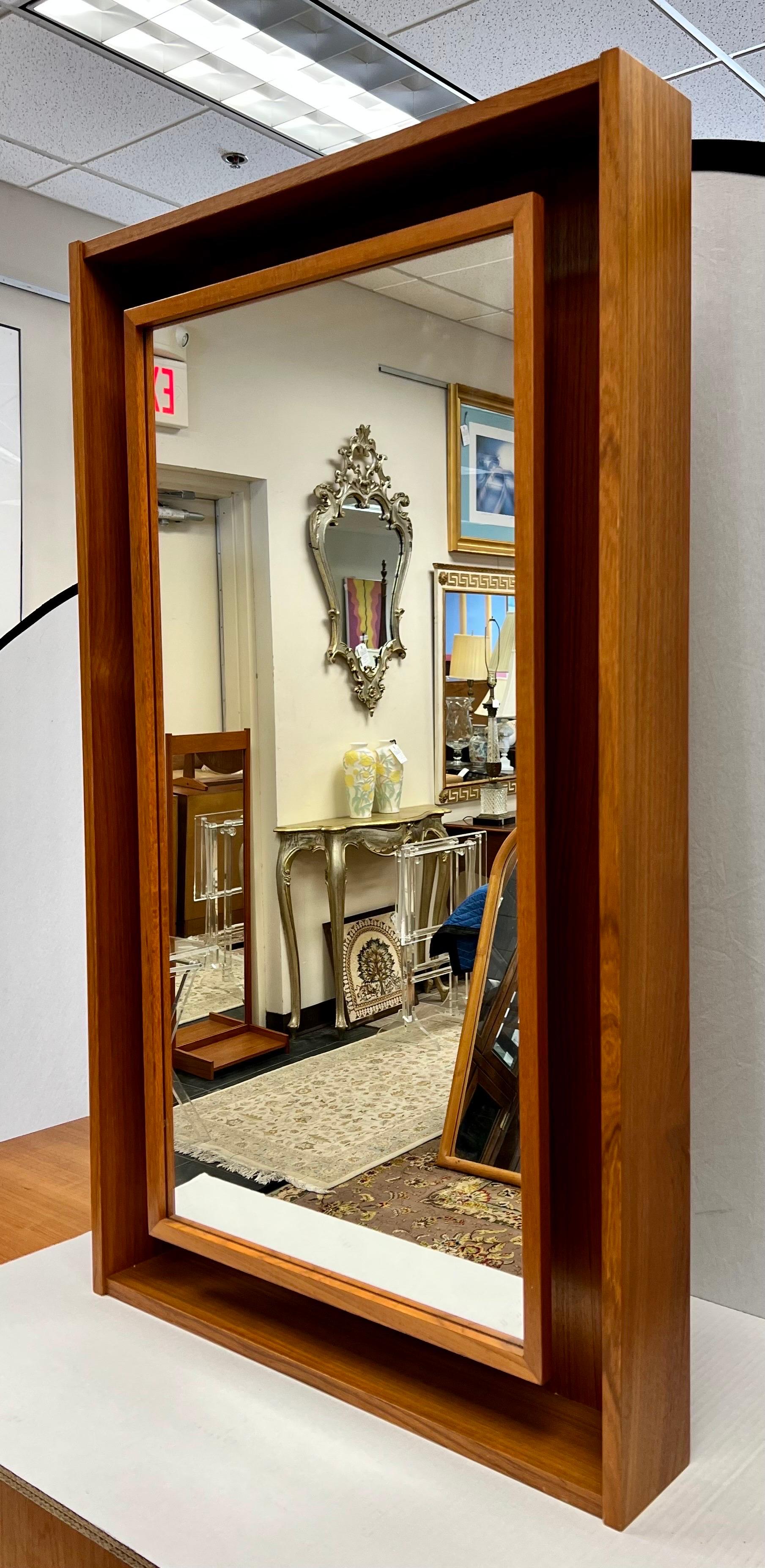 Late 20th Century Rare Danish Modern Bernhard Pedersen & Hansen Signed Wall Vanity Inset Mirror