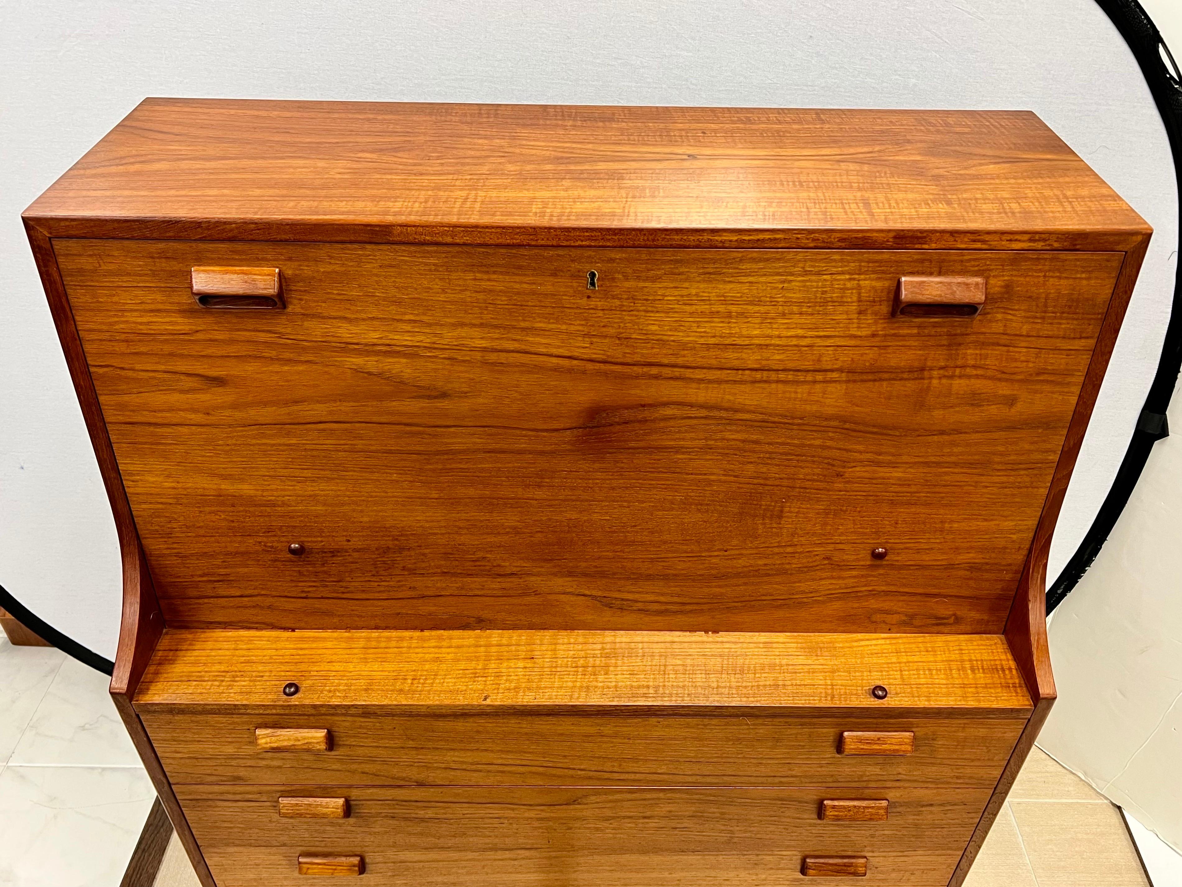 Mid-20th Century Rare Danish Modern Borge Mogensen Tall Secretary Secretaire Desk Cabinet