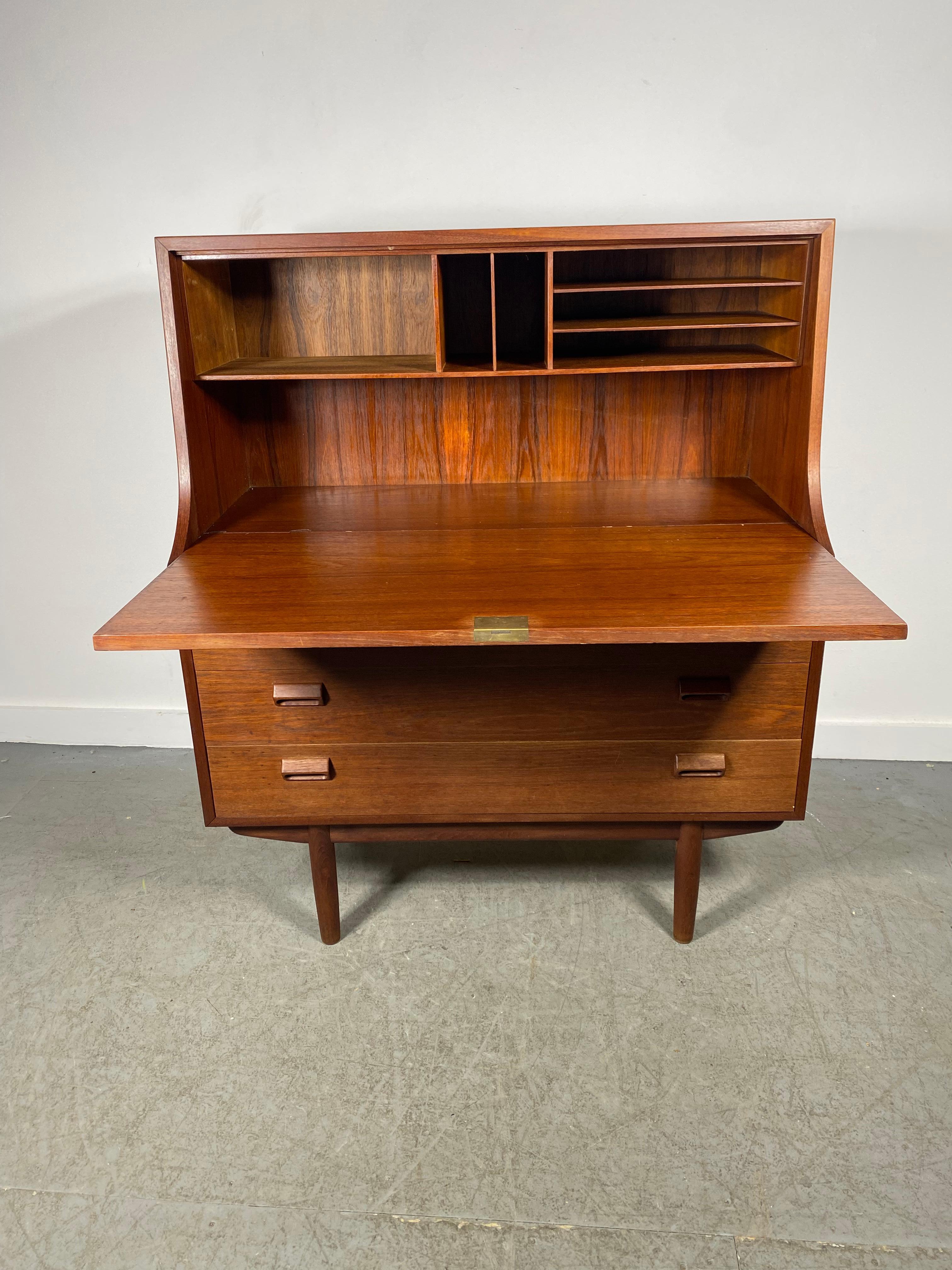 Wood Rare Danish Modern Borge Mogensen Tall Secretary Secretaire Desk Cabinet