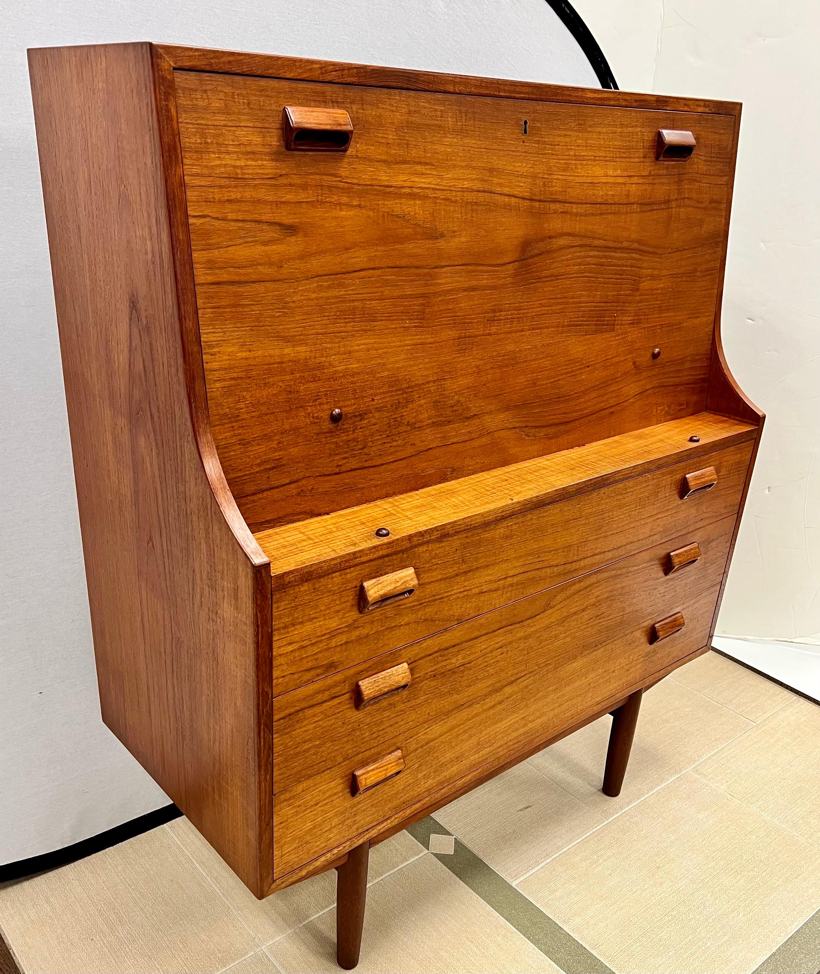 Wood Rare Danish Modern Borge Mogensen Tall Secretary Secretaire Desk Cabinet