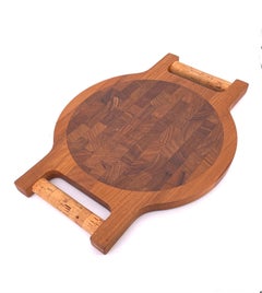 Seltenes dänisches modernes doppelseitiges Teakholz-Tablett von Richard Nissen