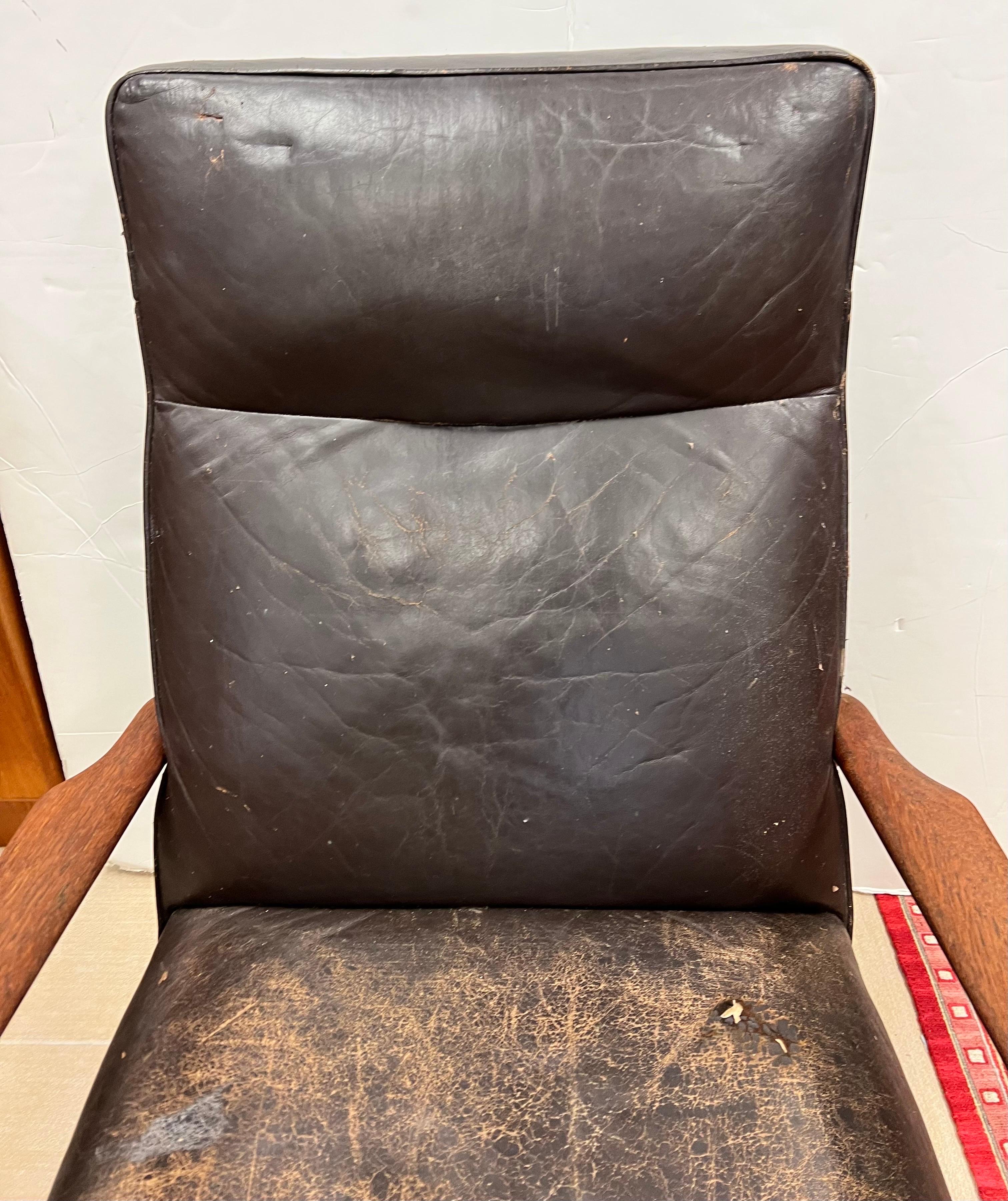Scandinavian Modern Rare Danish Modern Ib Kofod Larsen 1950s Leather Lounge Chair
