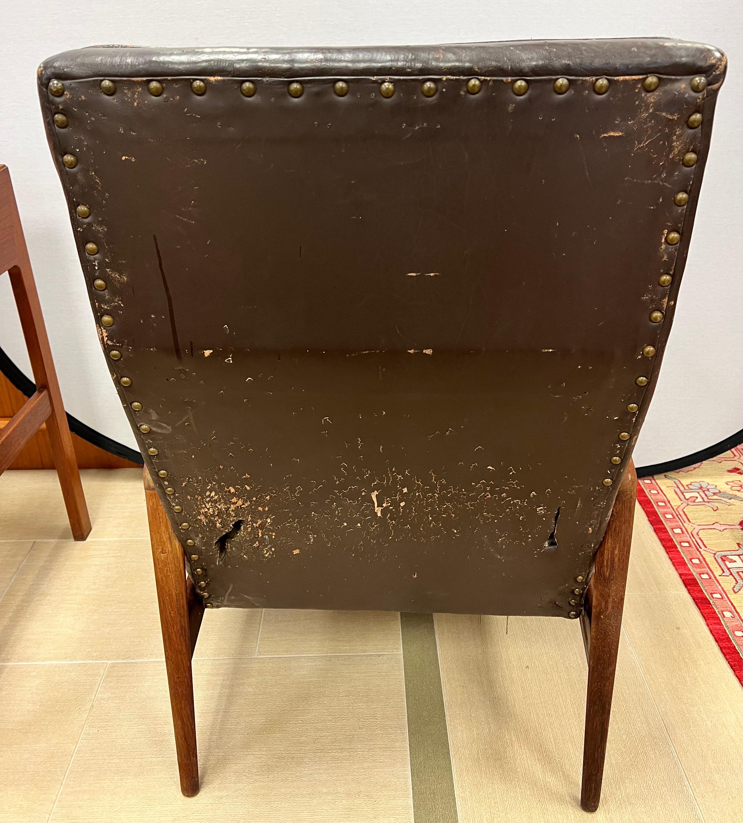 Rare Danish Modern Ib Kofod Larsen 1950s Leather Lounge Chair 1