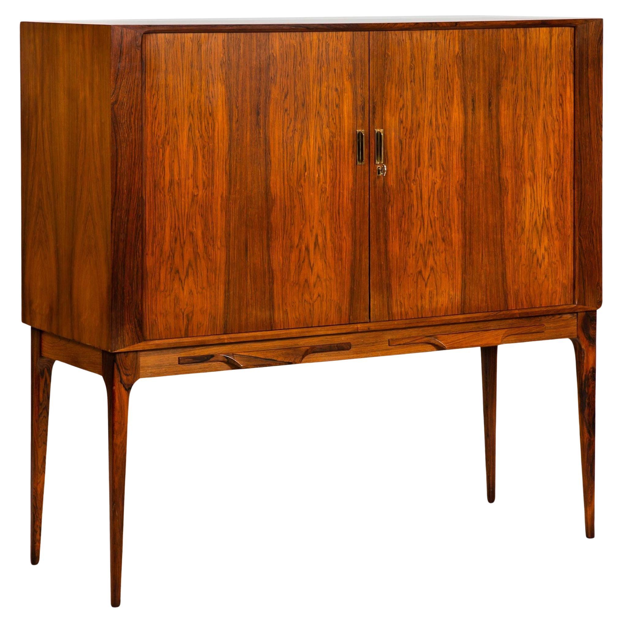 Rare Danish Modern Rosewood Tamour-Door Dry-Bar Cabinet by Kurt Ostervig