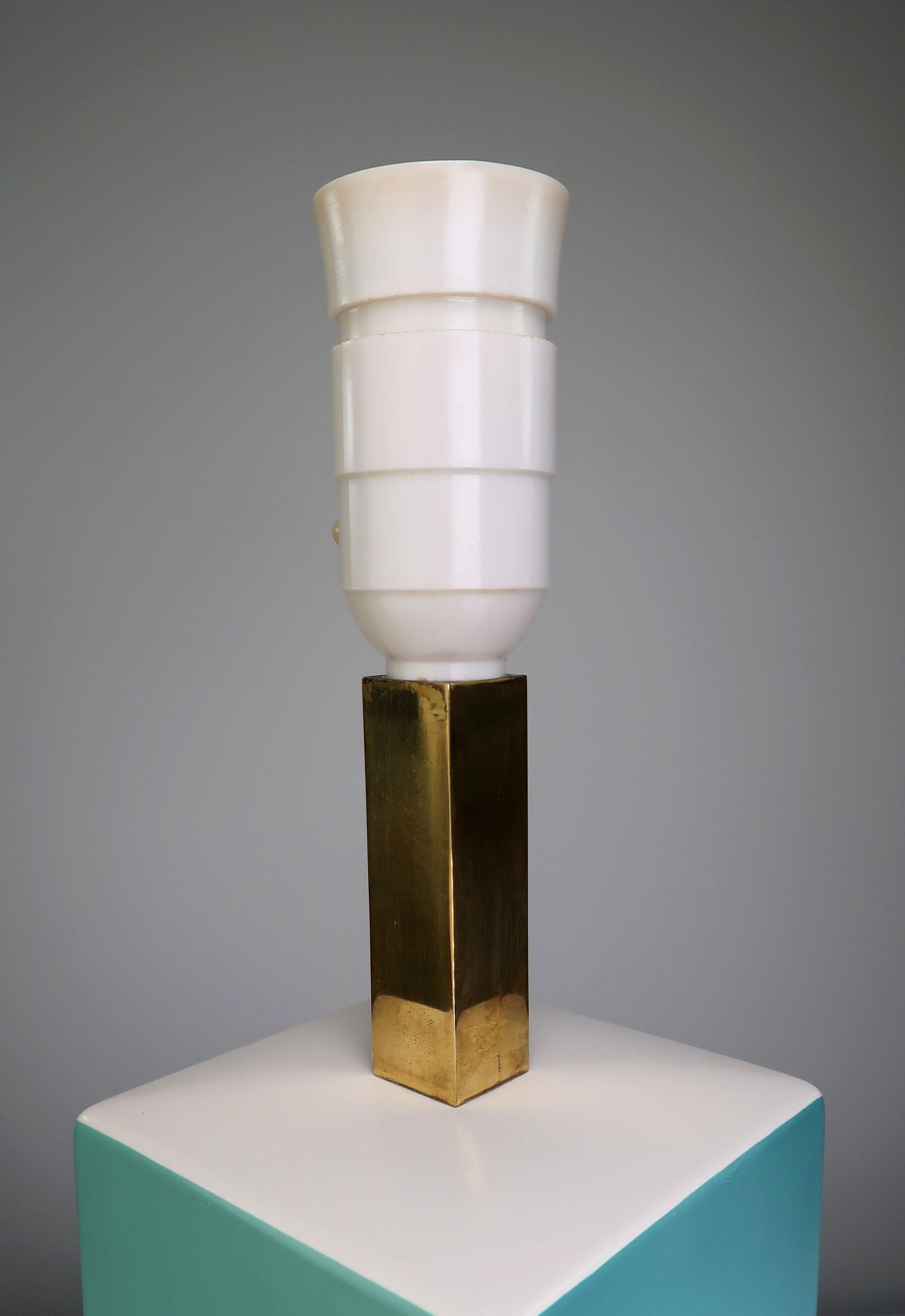 Ceramic Søholm 1950s Turquoise Aqua White Porcelain, Brass Table Lamp For Sale