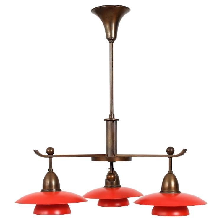 Danish Designer, Chandelier, Brass, Denmark, 1930s For Sale at 1stDibs