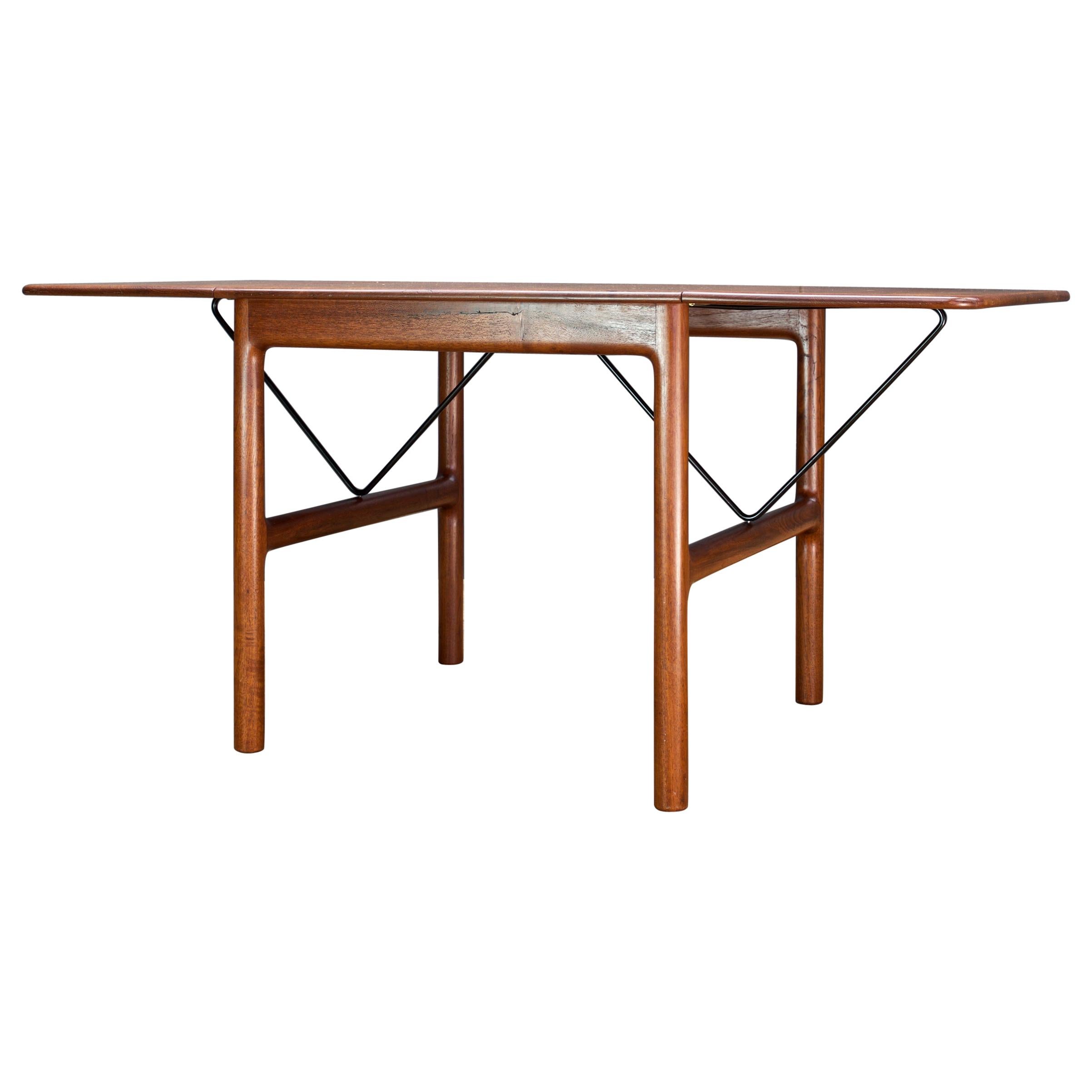 1950s Danish Architects Embassy Drop-Leaf Teak Table in Style of Hans Wegner For Sale