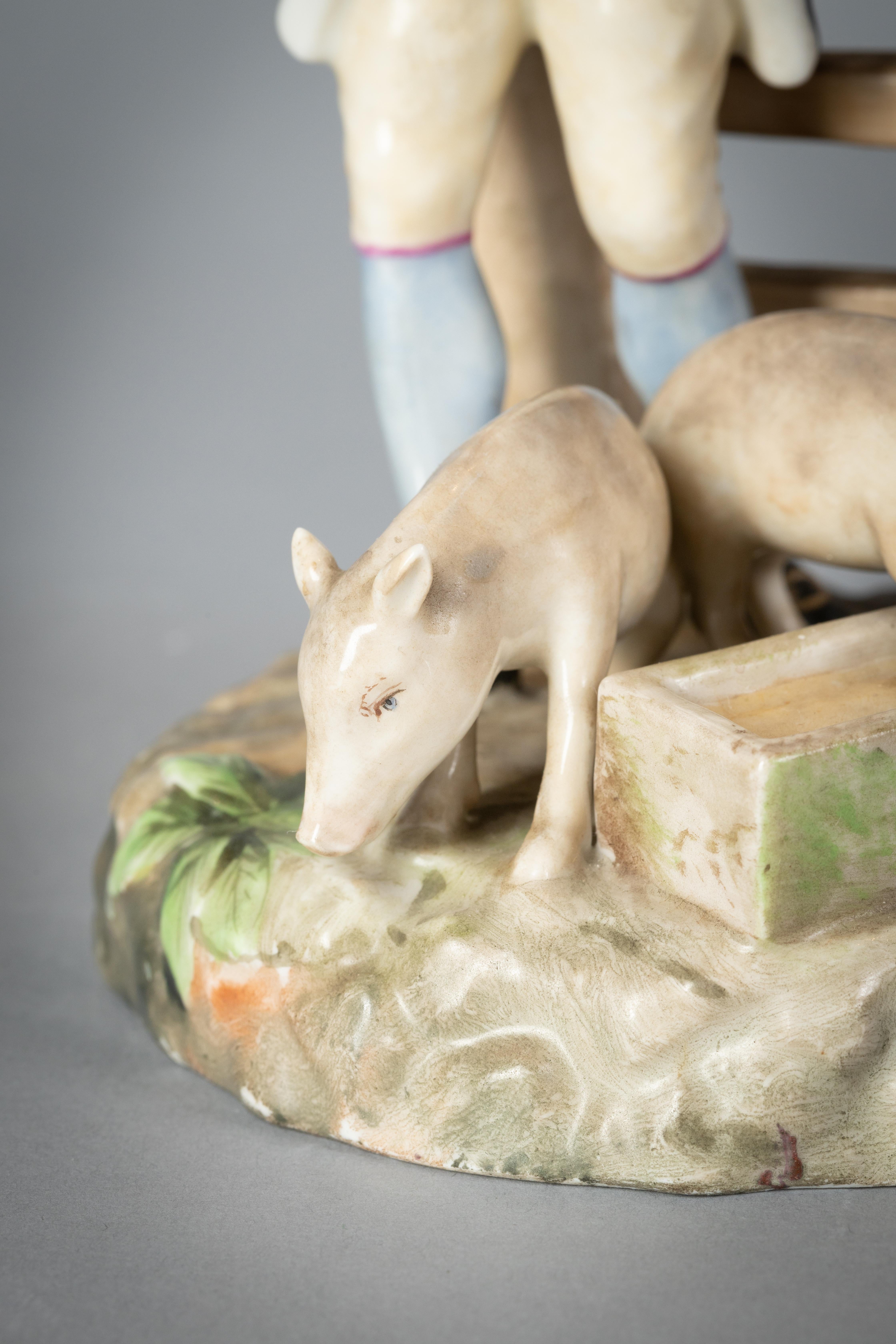 Rare Danish Porcelain Group of Pig Farmer, Royal Copenhagen, circa 1780 In Good Condition For Sale In New York, NY