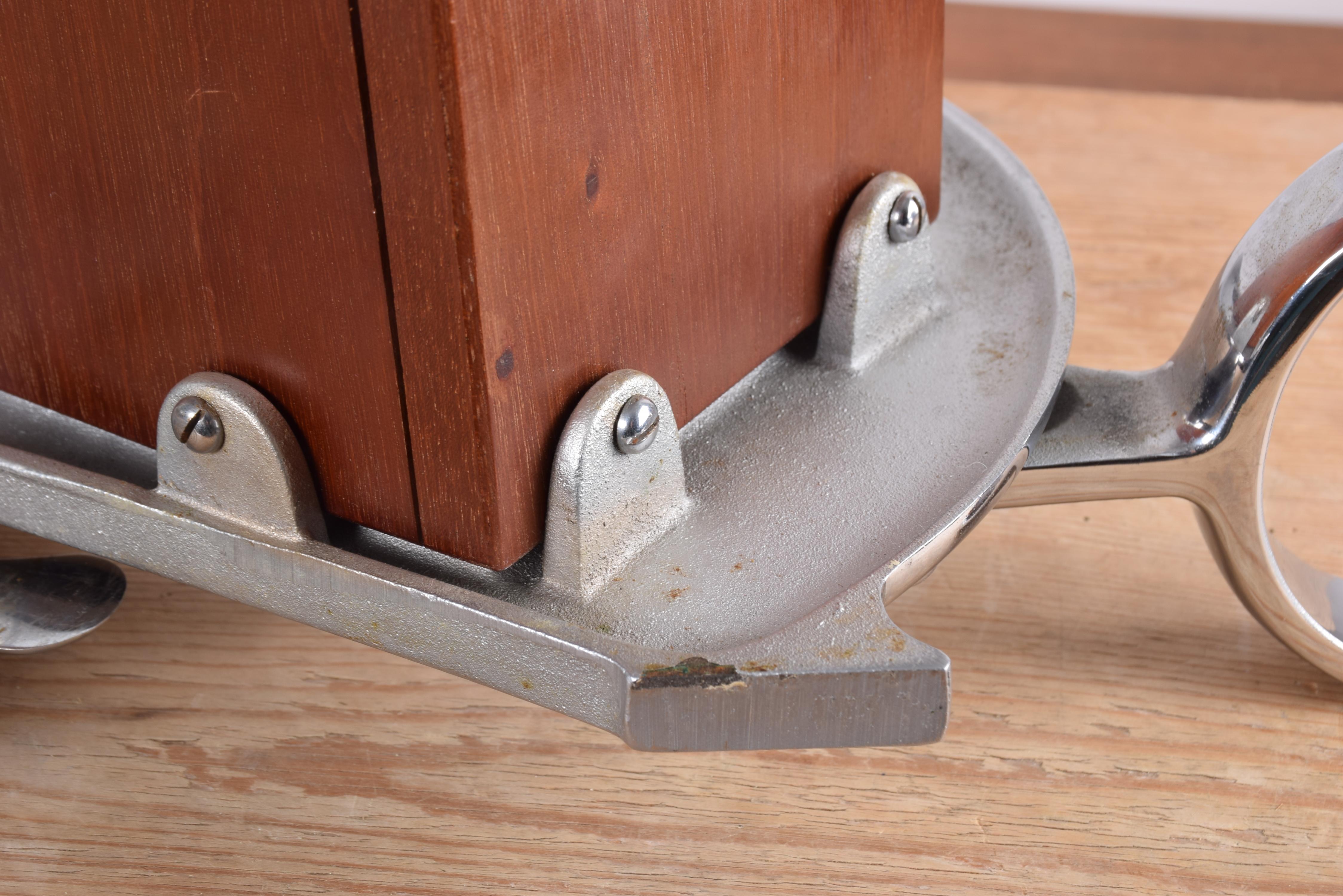 Rare Danish Raadvad Bread Slicer Model 294 Chrome and Mahogany Version, ca 1950s 2