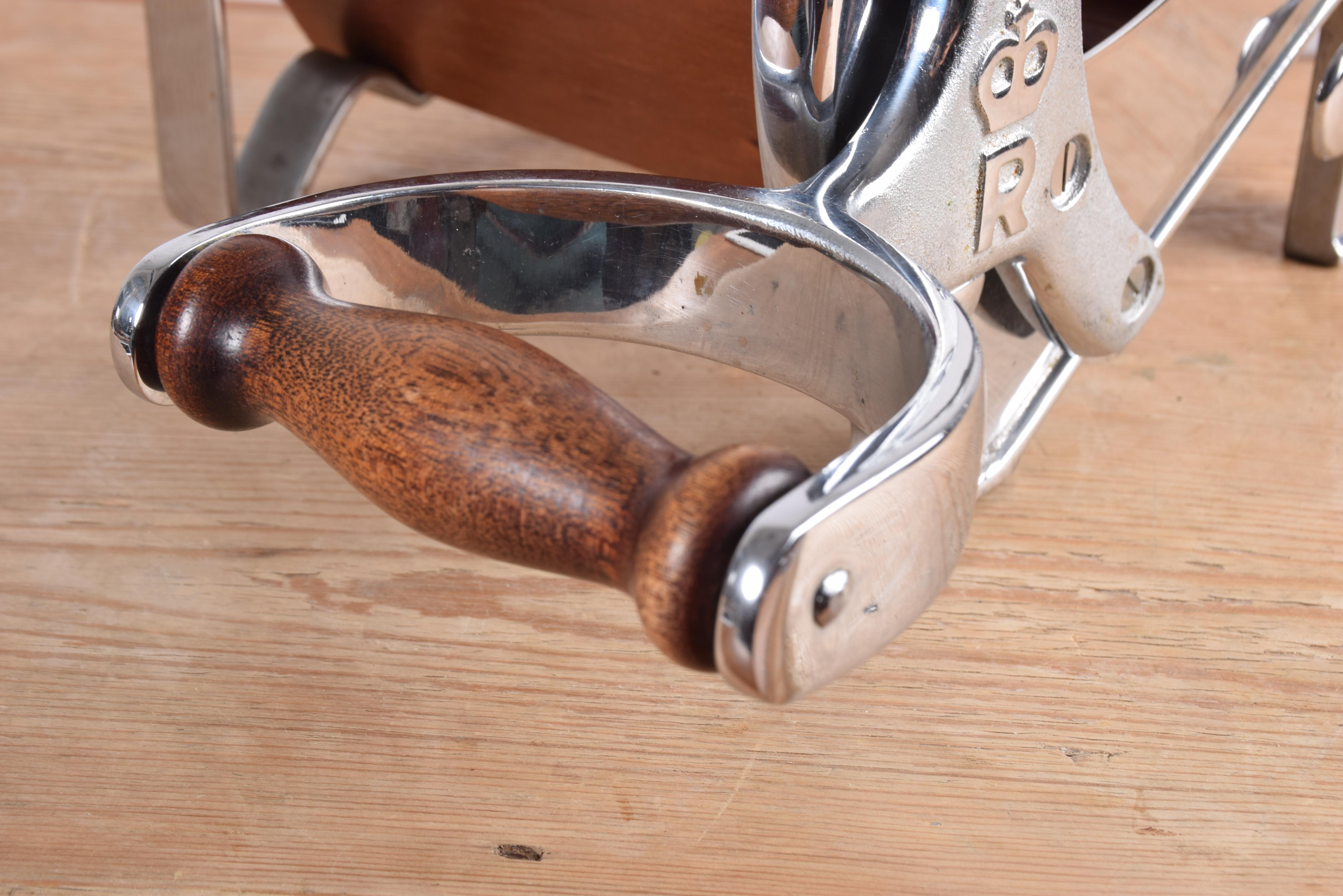 Steel Rare Danish Raadvad Bread Slicer Model 294 Chrome and Mahogany Version, ca 1950s