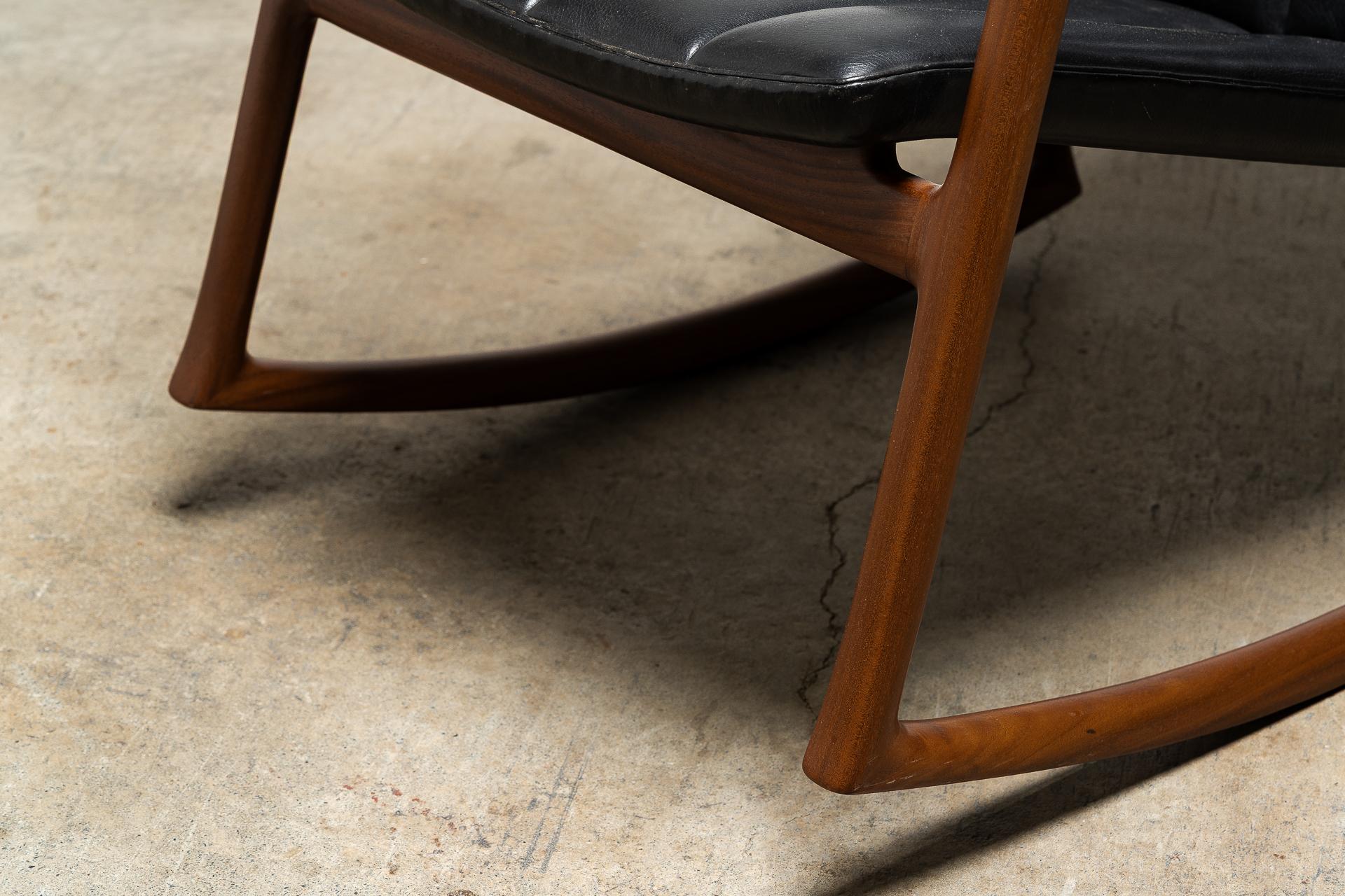 Mahogany Rare Danish Rocking Chair by Helge Vestergaard-Jensen for Søren Horn For Sale