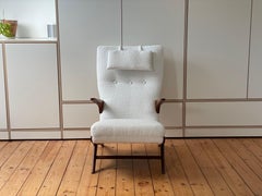 Seltener dänischer Schillers Møbler Teak Lounge Stuhl  mit Ottomane aus den 60er Jahren