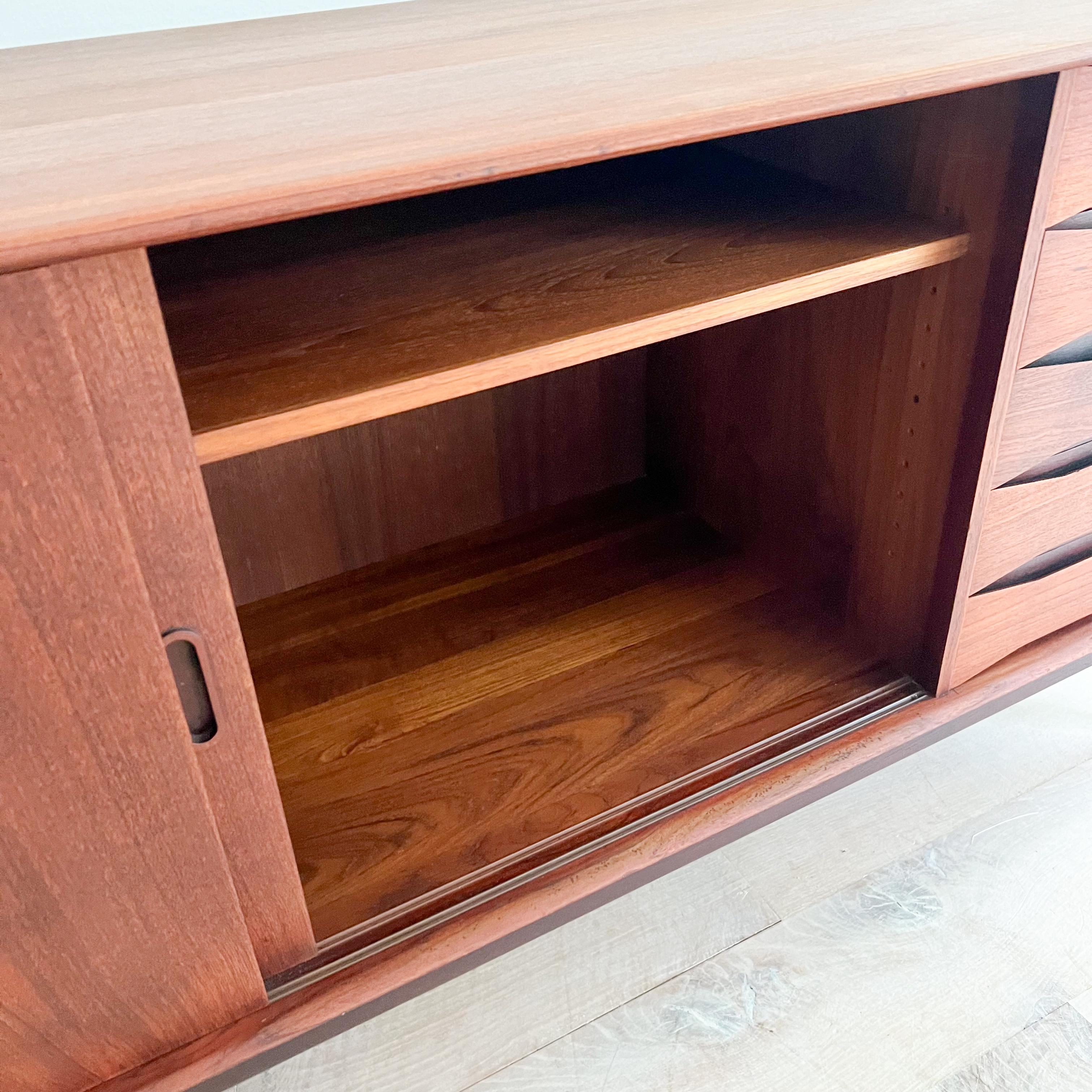 Mid-Century Modern Rare Danish Solid Teak Credenza/Sideboard by Johannes Aasbjerg