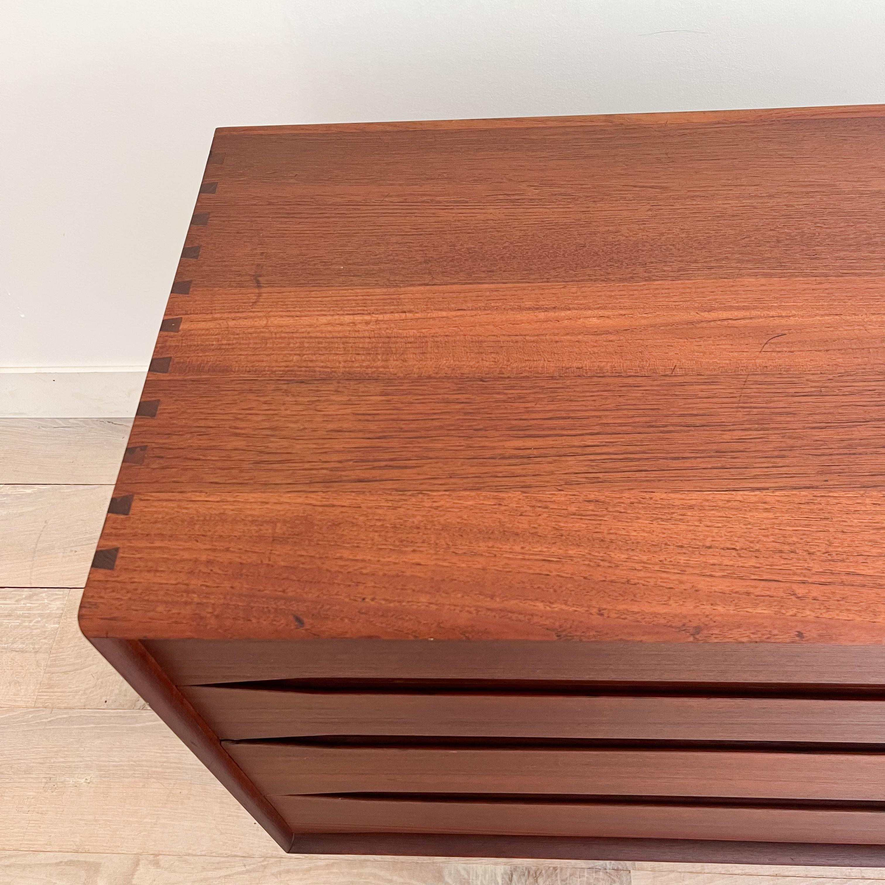 Rare Danish Solid Teak Dresser by Johannes Aasbjerg (B) In Good Condition In Asheville, NC
