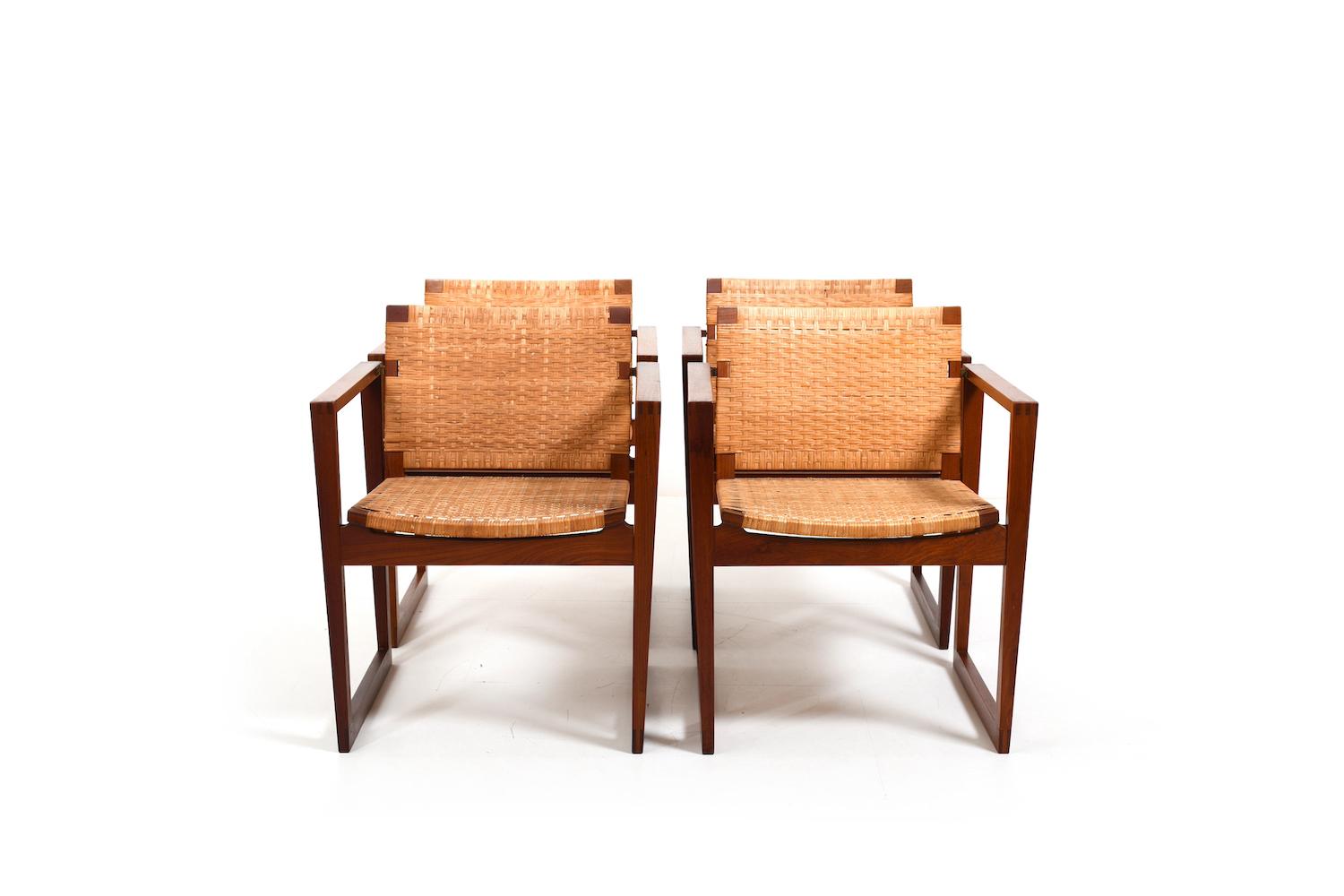 Rare Danish Teak and Cane Dining Set 1960s For Sale 7