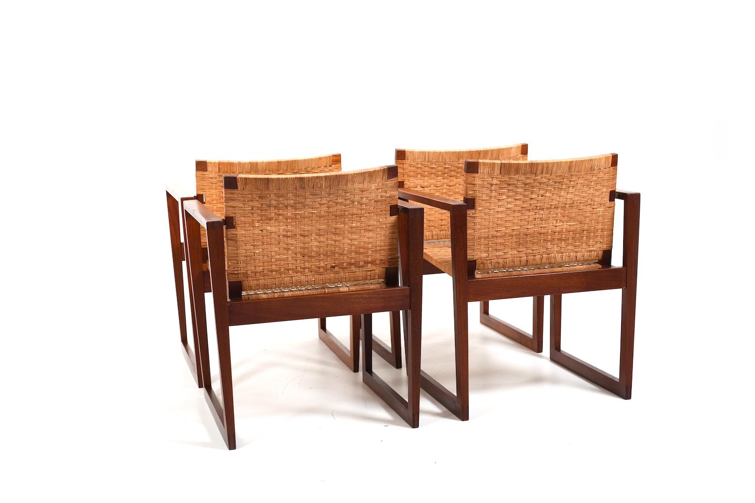 Rare Danish Teak and Cane Dining Set 1960s For Sale 11
