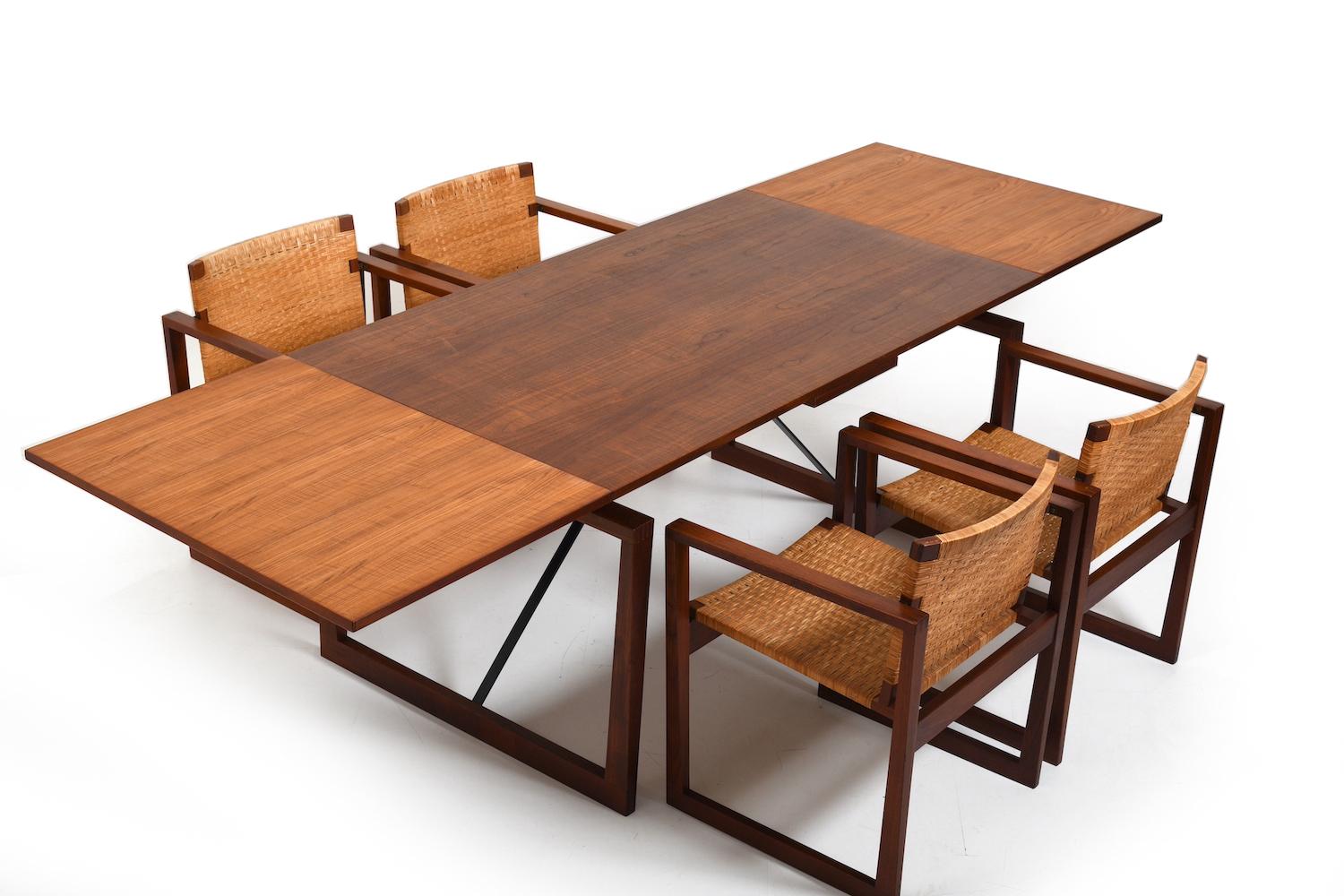 Rare Danish Teak and Cane Dining Set 1960s For Sale 3