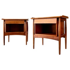 Rare Danish Walnut Floating Sculptural Nightstands Circa 1960