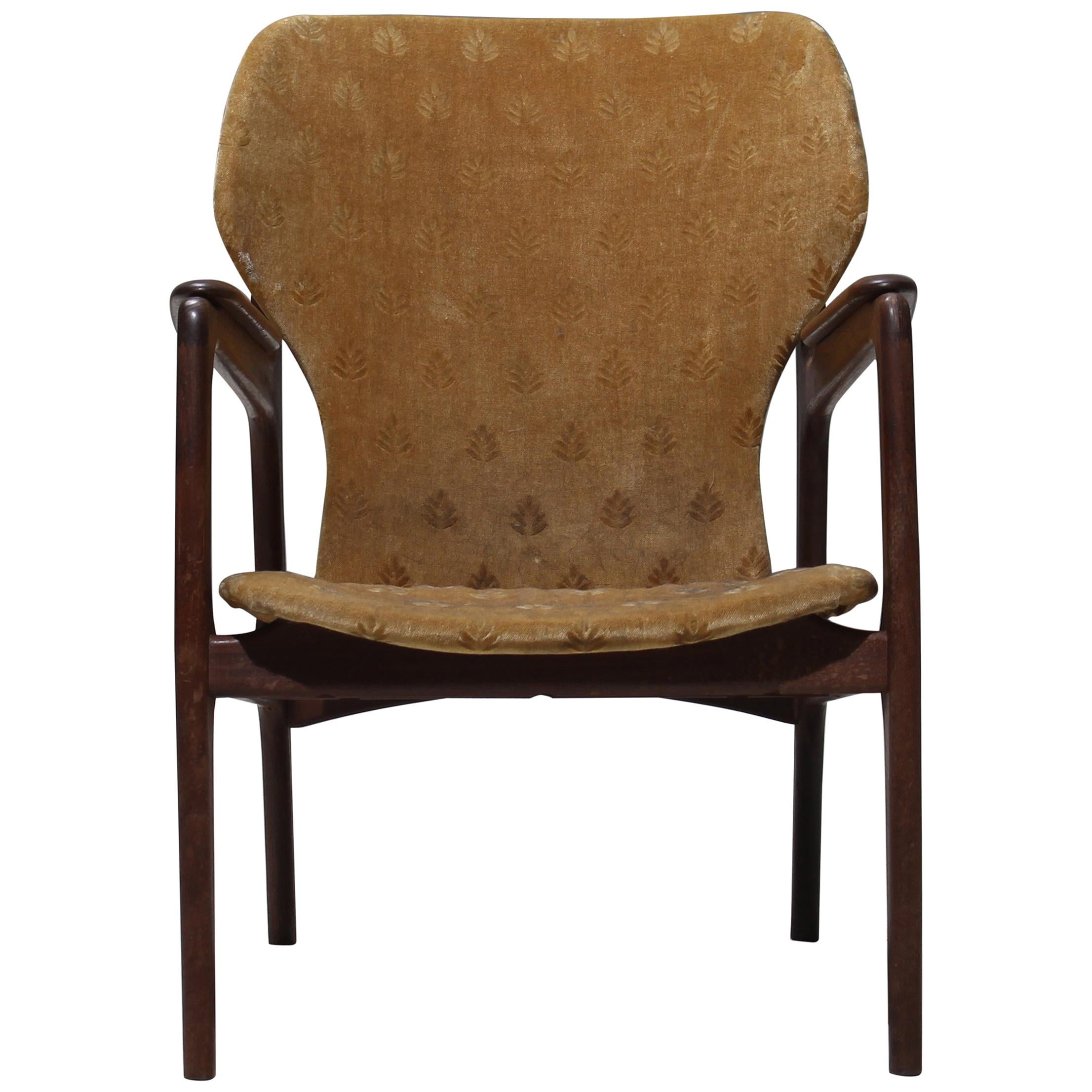 Rare Danish Wingback Armchair Attributed to Aksel Bender Madsen, 1960 For Sale