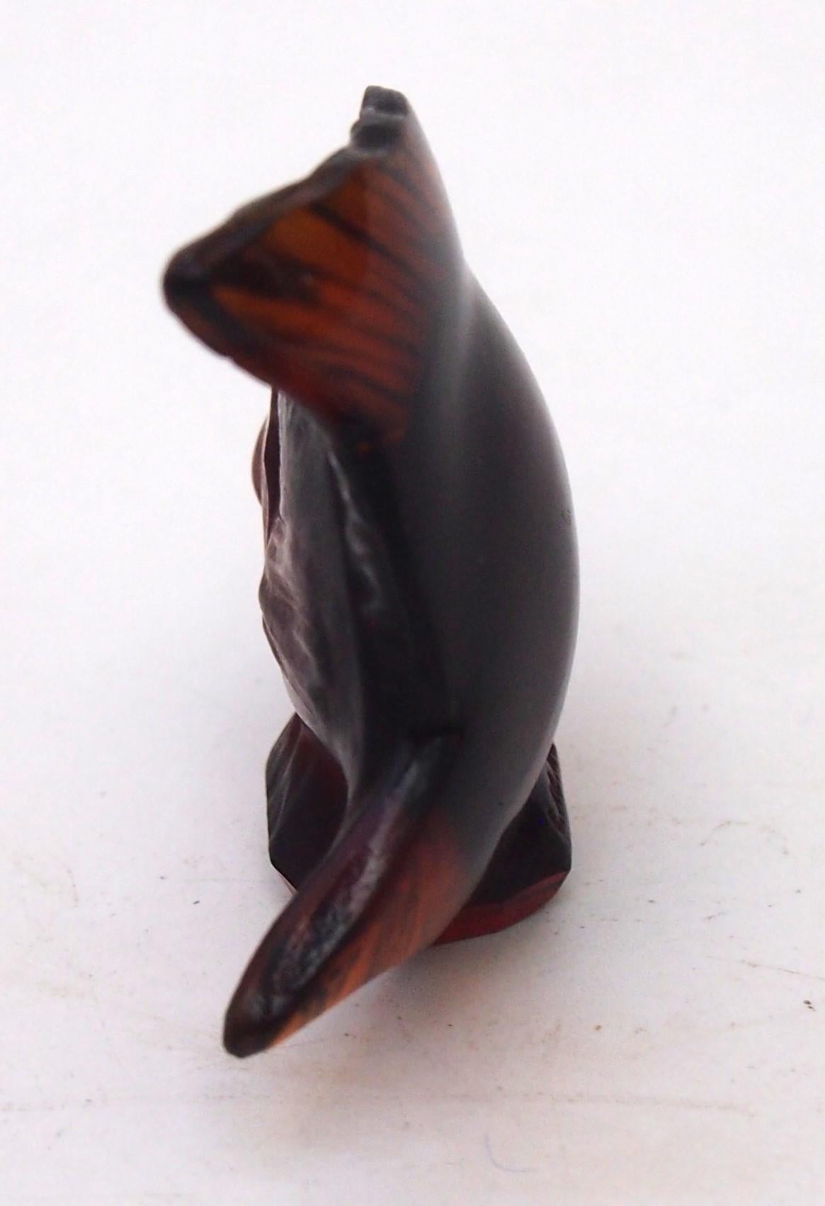 Super rare Rene Lalique Dark Amber glass Poisson Cachet first designed 1913 -This example is from the early 1920s. One of the most famous pieces designed and produced by Rene Lalique -and still in production until recently - However the very early