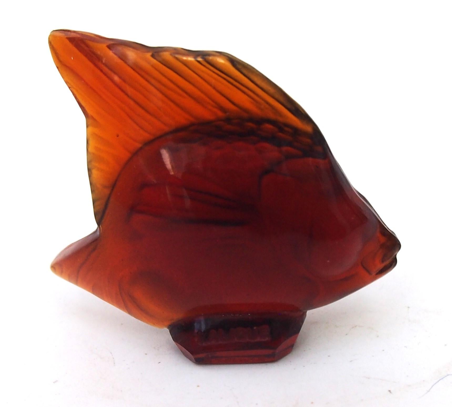 Art Nouveau Rare Dark Amber Rene Lalique Poisson Cachet Original from 1920s