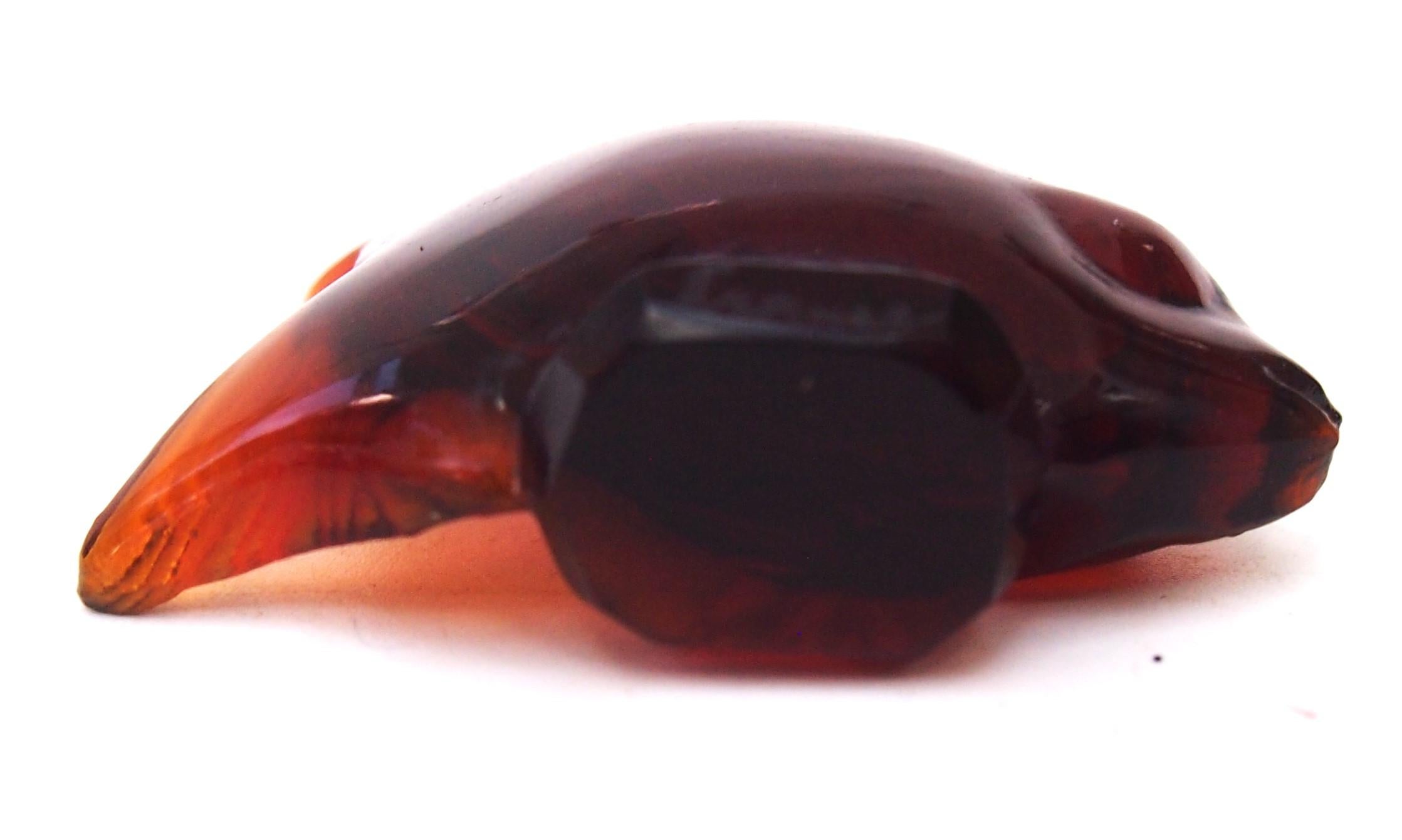 Early 20th Century Rare Dark Amber Rene Lalique Poisson Cachet Original from 1920s