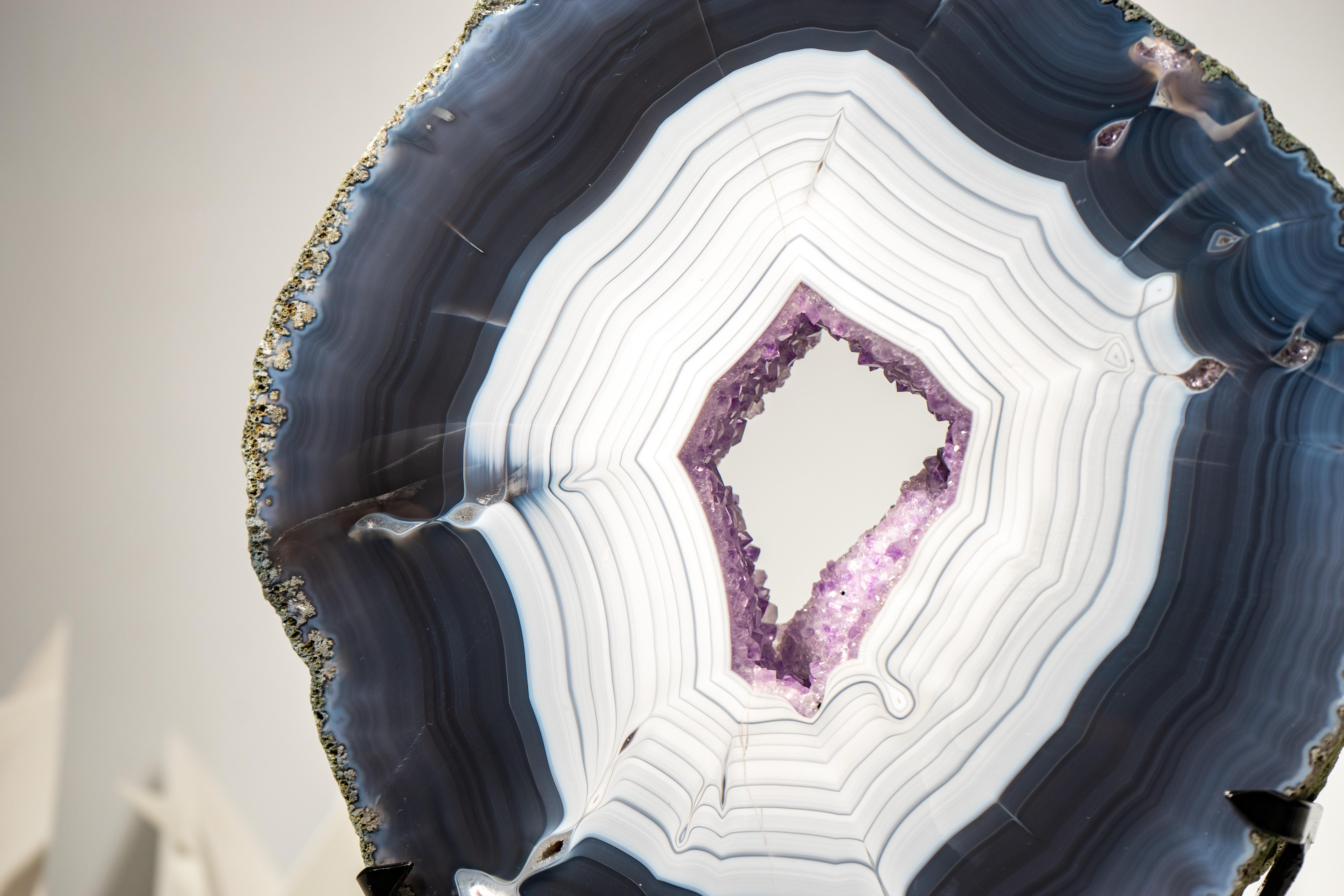 Raro geode di agata blu scuro e bianco In condizioni Nuovo in vendita a Ametista Do Sul, BR