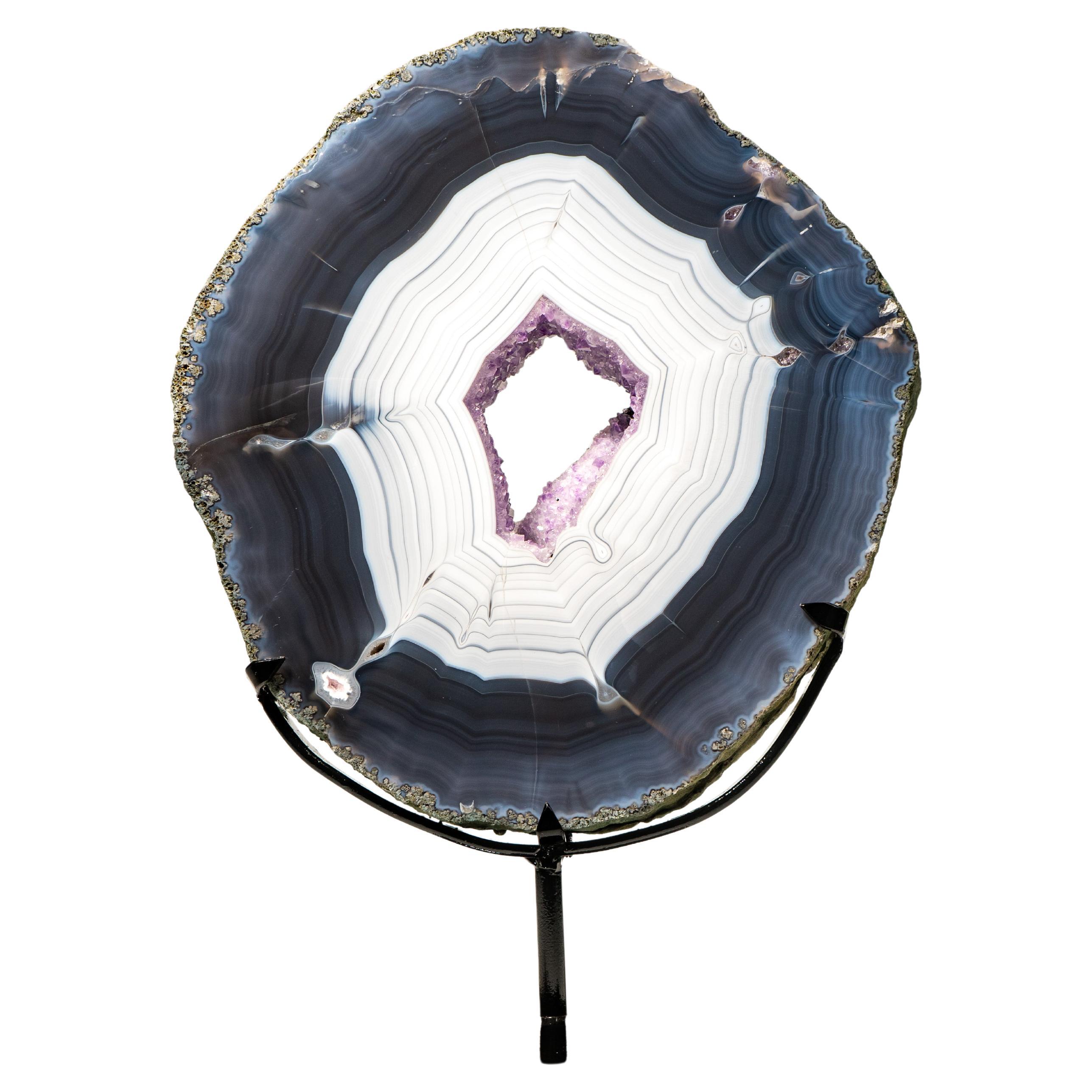 Rare Dark Blue & White Lace Agate Geode