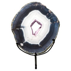 Rare Dark Blue & White Lace Agate Geode