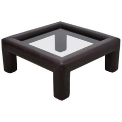 Rare Dark Brown Leather Cocktail or Coffee Table by De Sede, Switzerland, 1970s