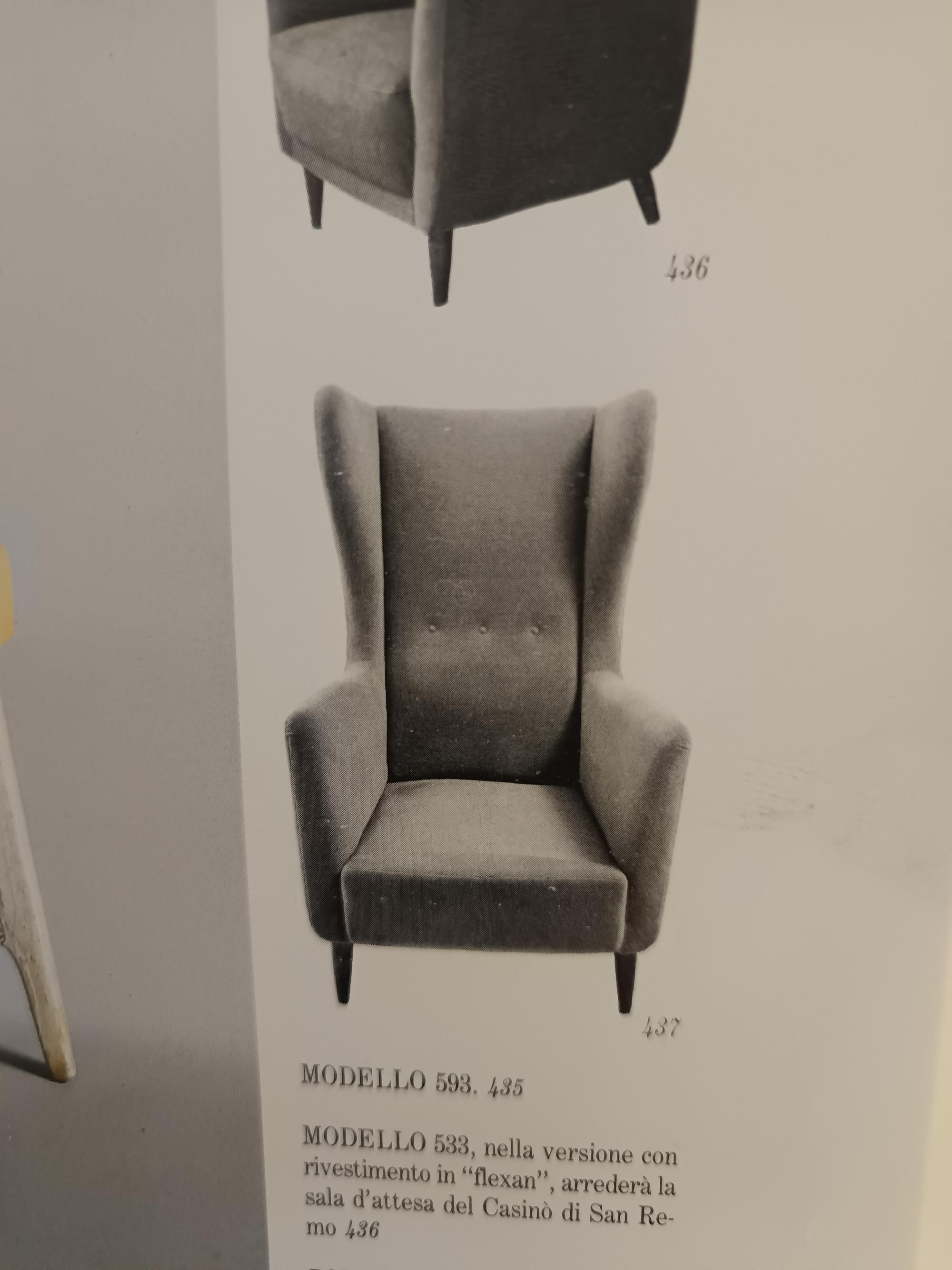 Rare Dark Goldenrod Wingback Armchair model 437 by Gio Ponti for Cassina en venta 6