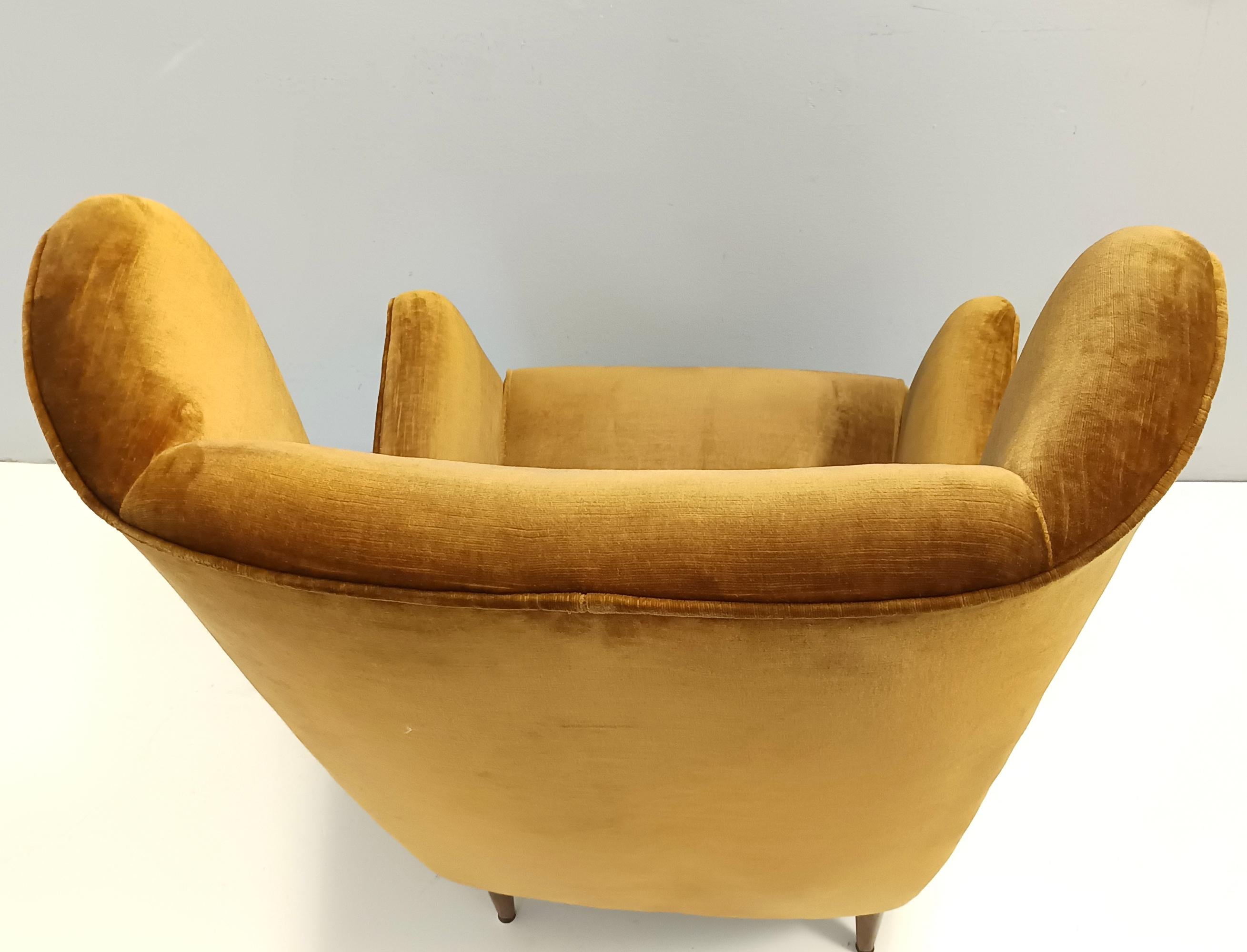 Rare Dark Goldenrod Wingback Armchair model 437 by Gio Ponti for Cassina Haya en venta