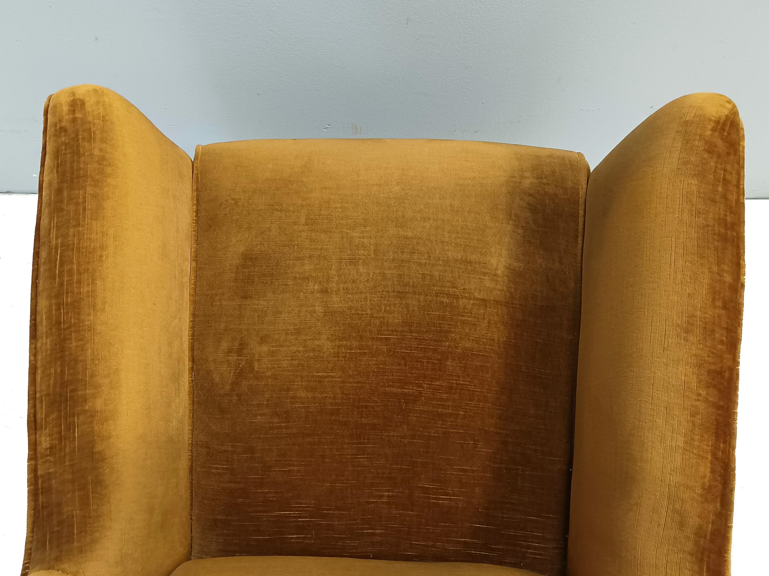 Rare Dark Goldenrod Wingback Armchair model 437 by Gio Ponti for Cassina en venta 1