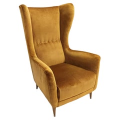 Rare Dark Goldenrod Wingback Armchair model 437 by Gio Ponti for Cassina