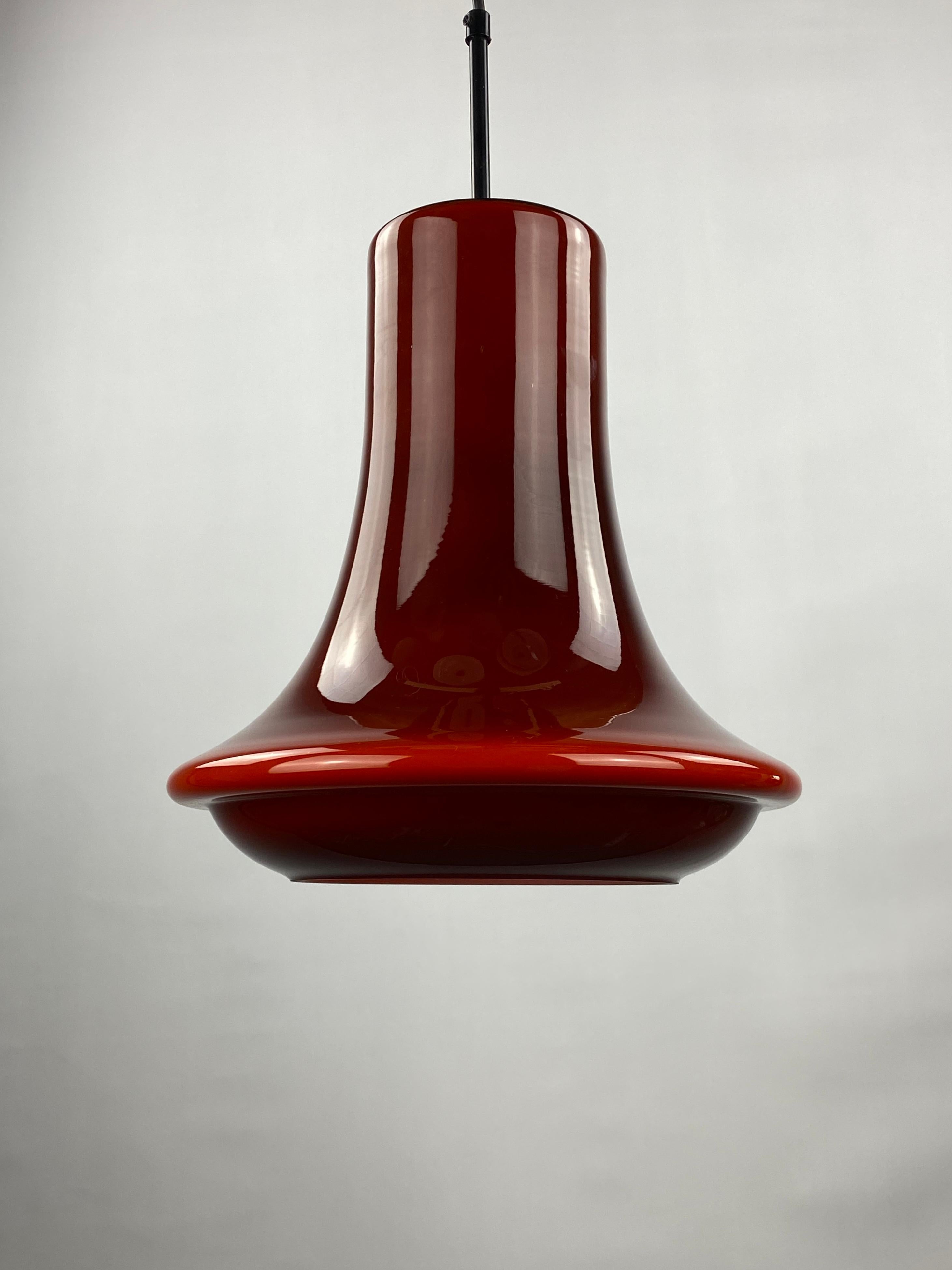 Mid-Century Modern Rare dark red glass pendant light by Viktor Berndt for Flygsfors Sweden 1960